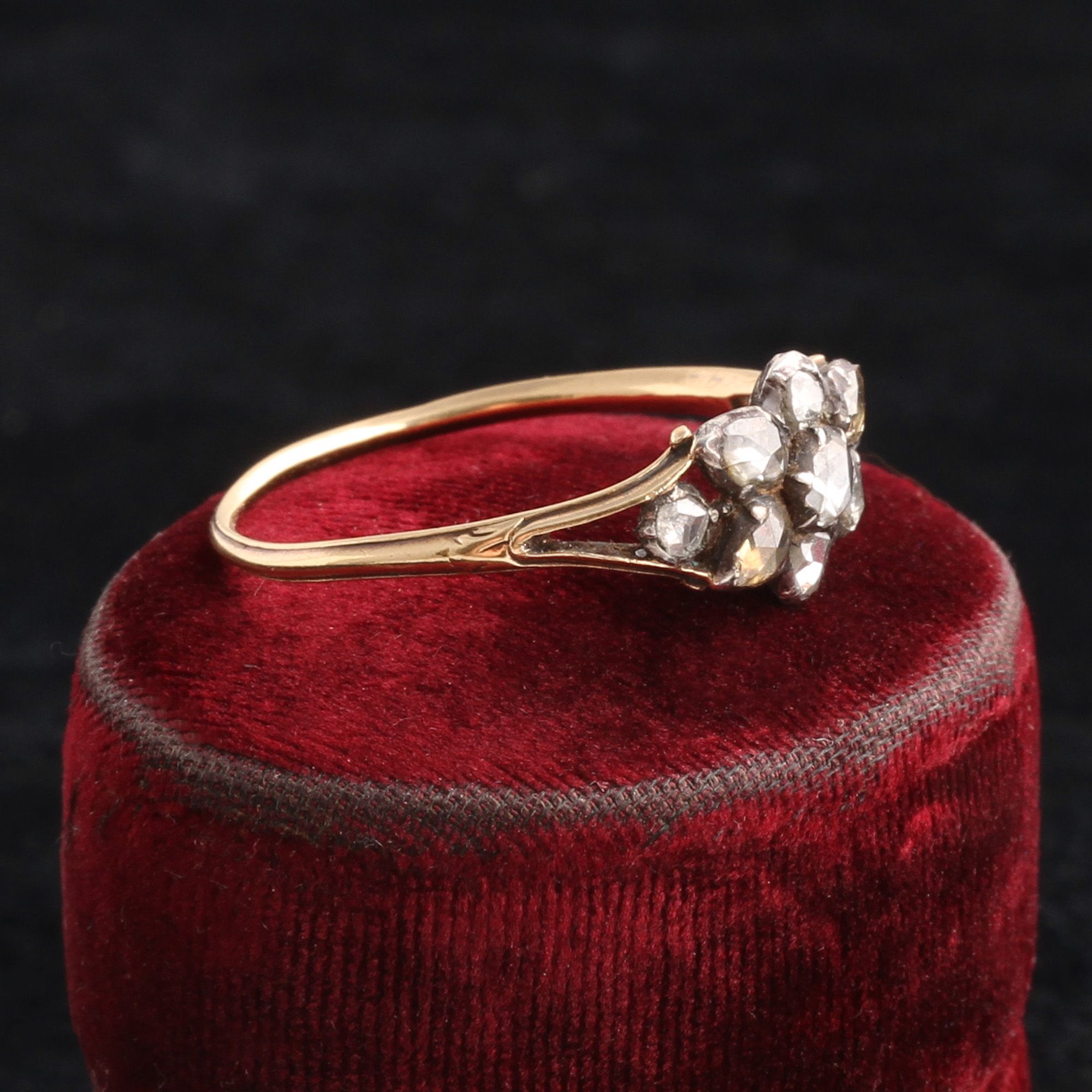 Georgian Rose Cut Diamond Floral Cluster Ring