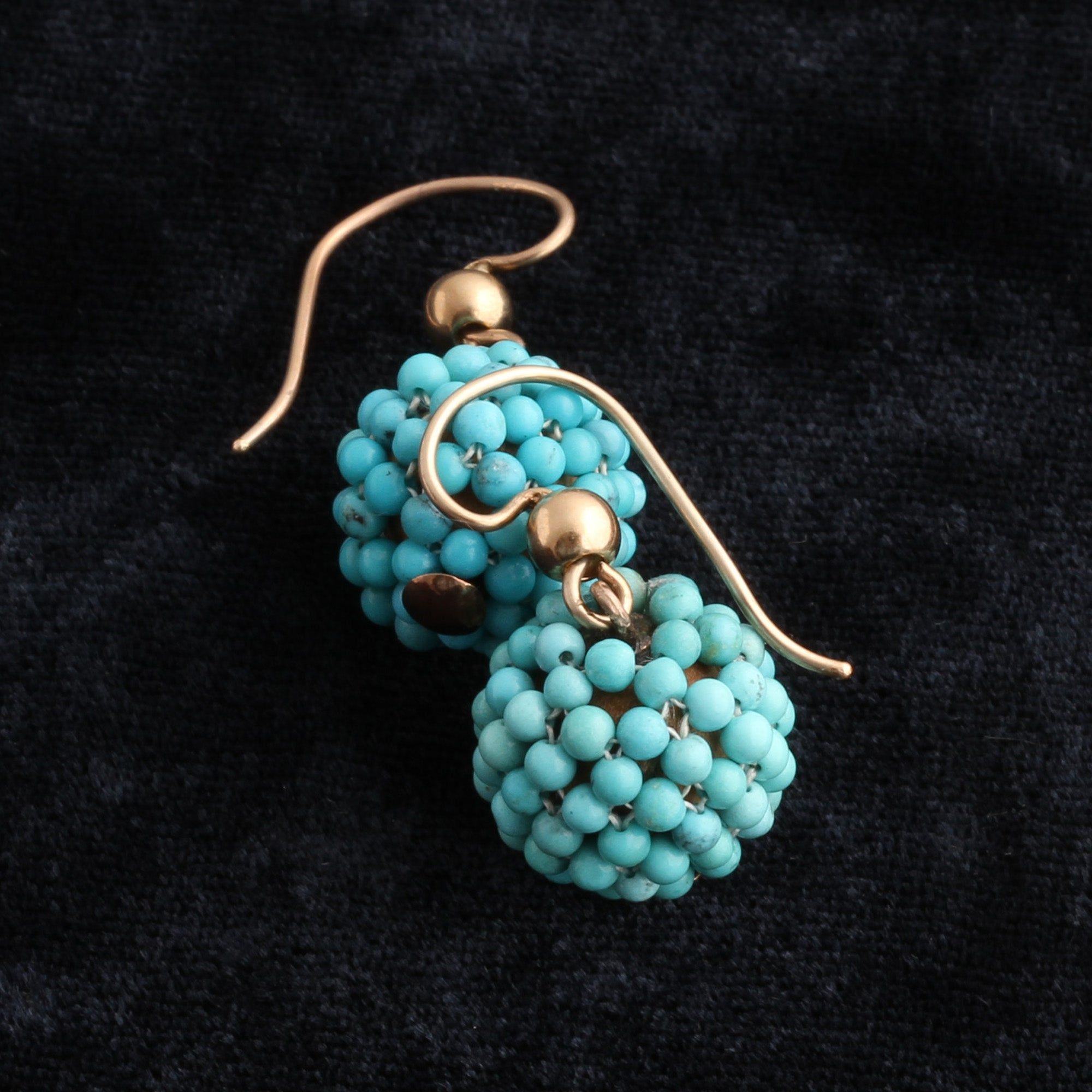 Victorian Turquoise Mesh Sphere Earrings