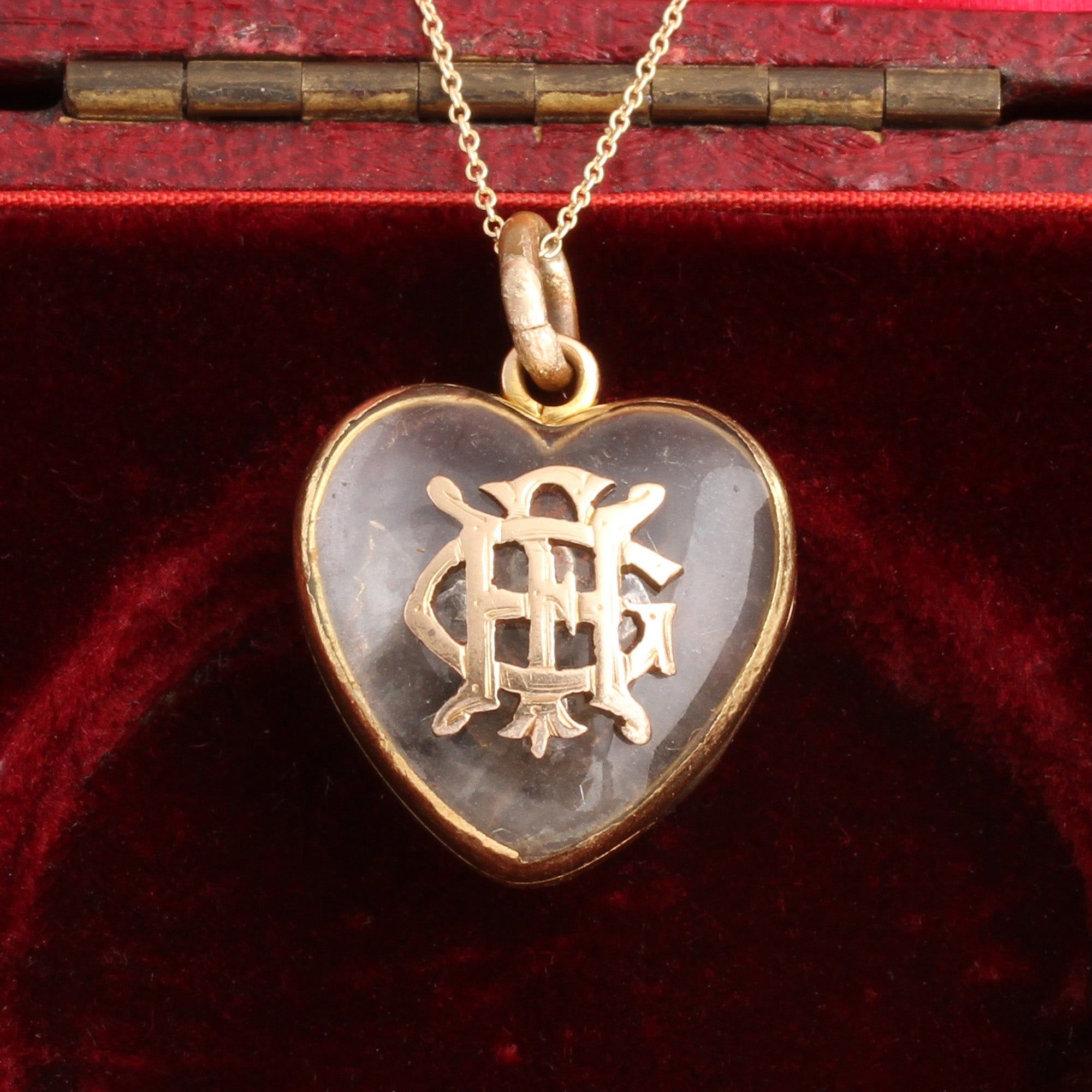 Victorian "GHF" Monogram Heart Locket