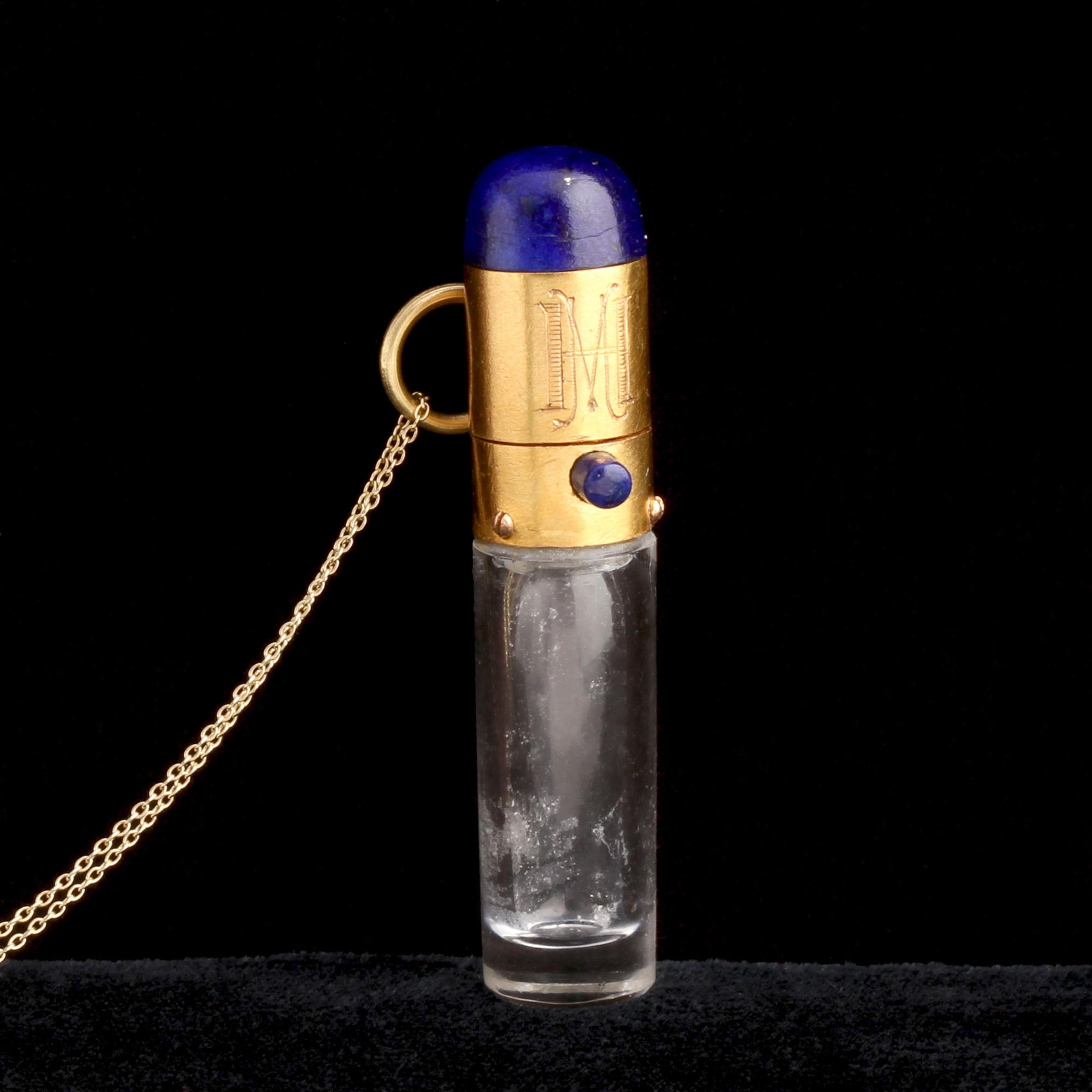Late 19th Century Lapis & Gold Scent Bottle Necklace
