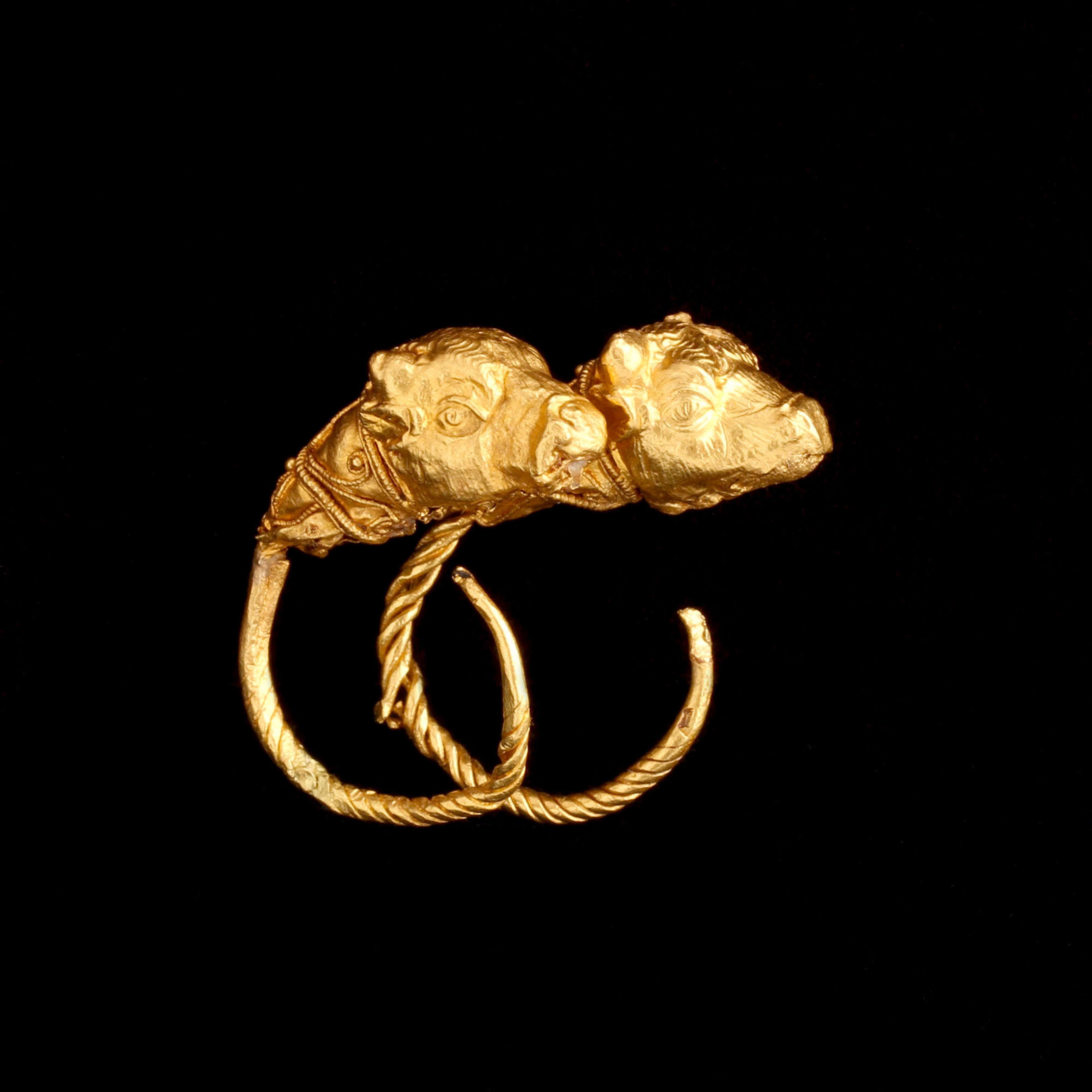 Ancient Roman Repoussé Bull Hoop Earrings