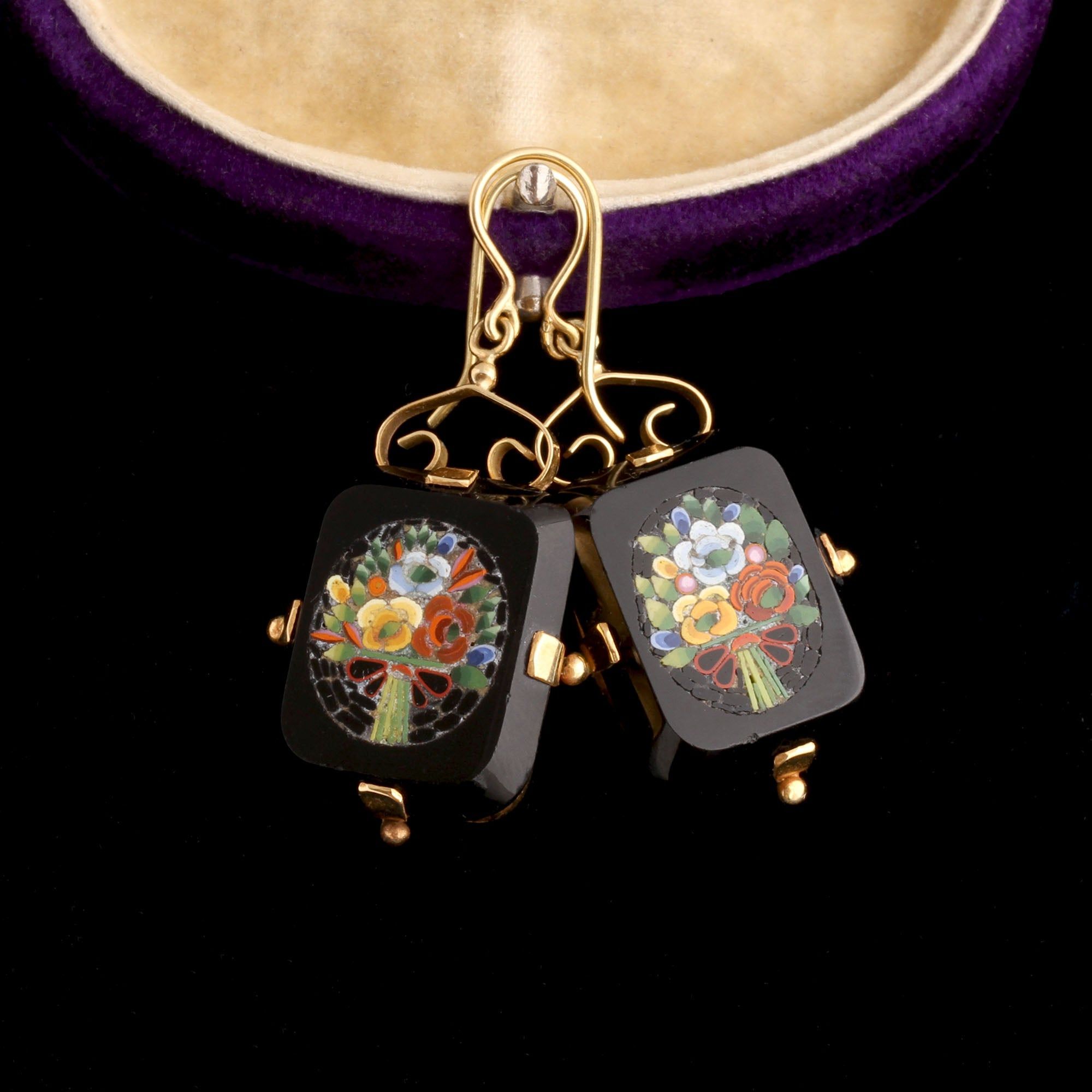 Victorian Micromosaic Bouquet Earrings