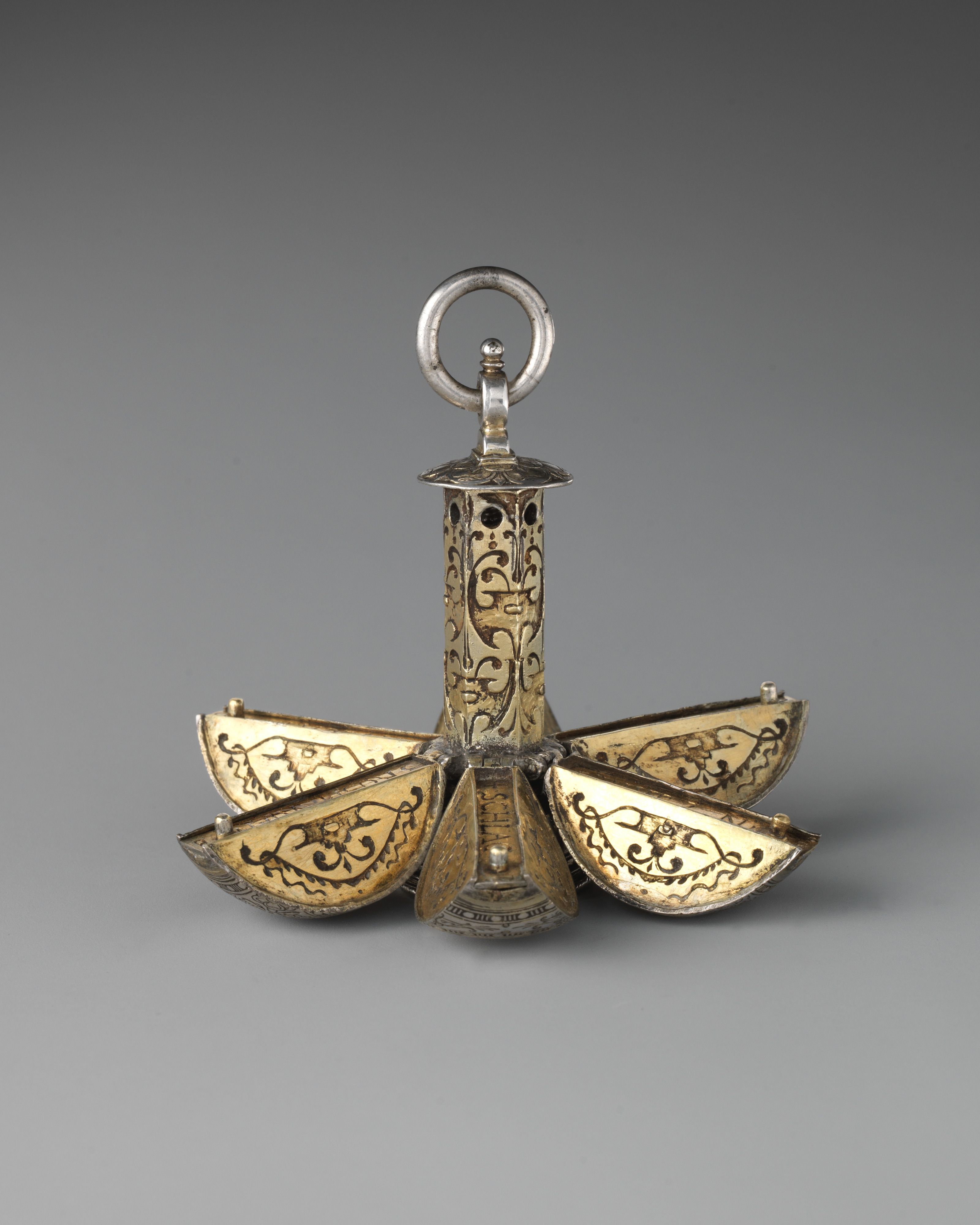 German pomander, 16th century, gilt silver. In the collection of the Metropolitan Museum of Art. 