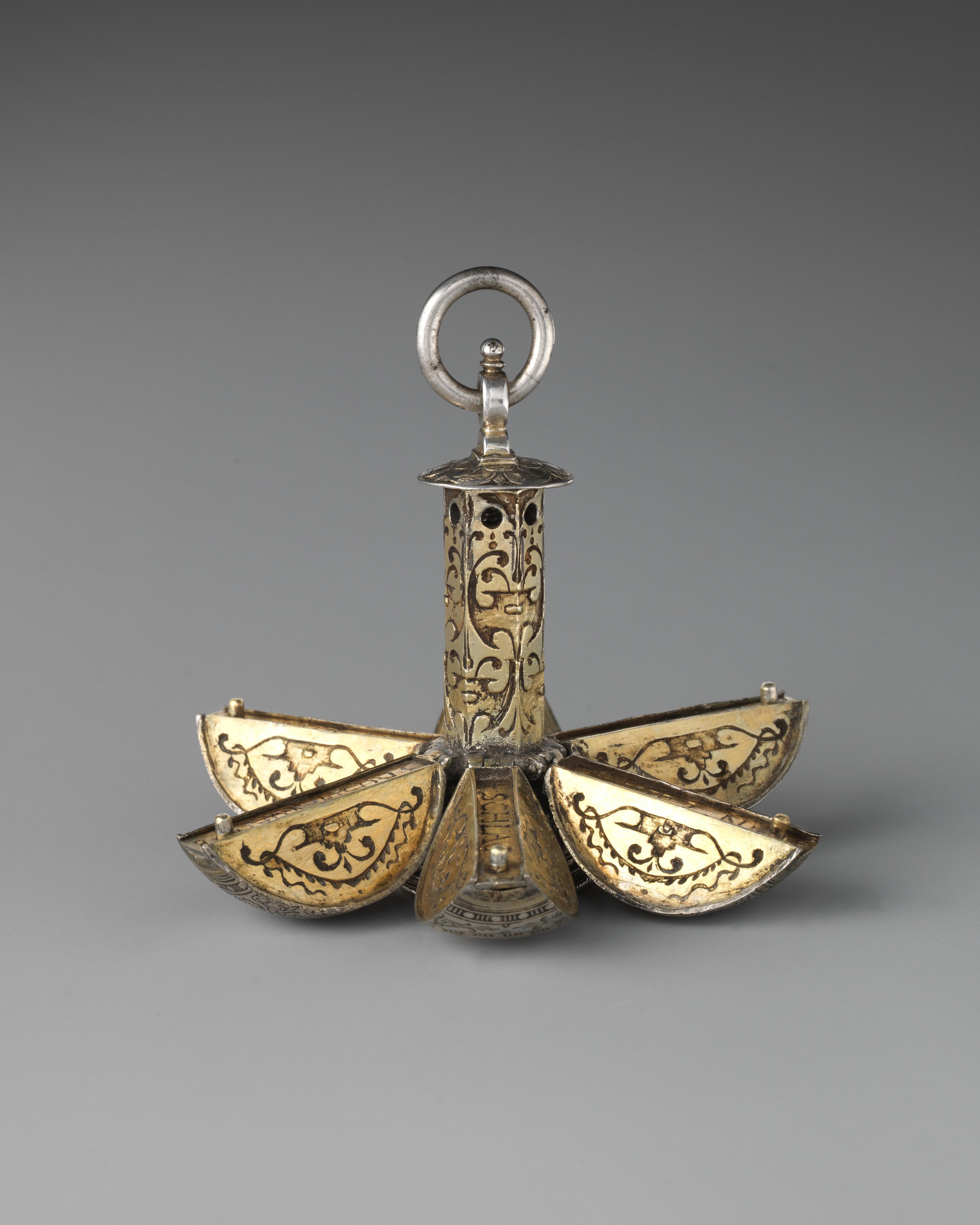 German pomander, 16th century, gilt silver. In the collection of the Metropolitan Museum of Art.
