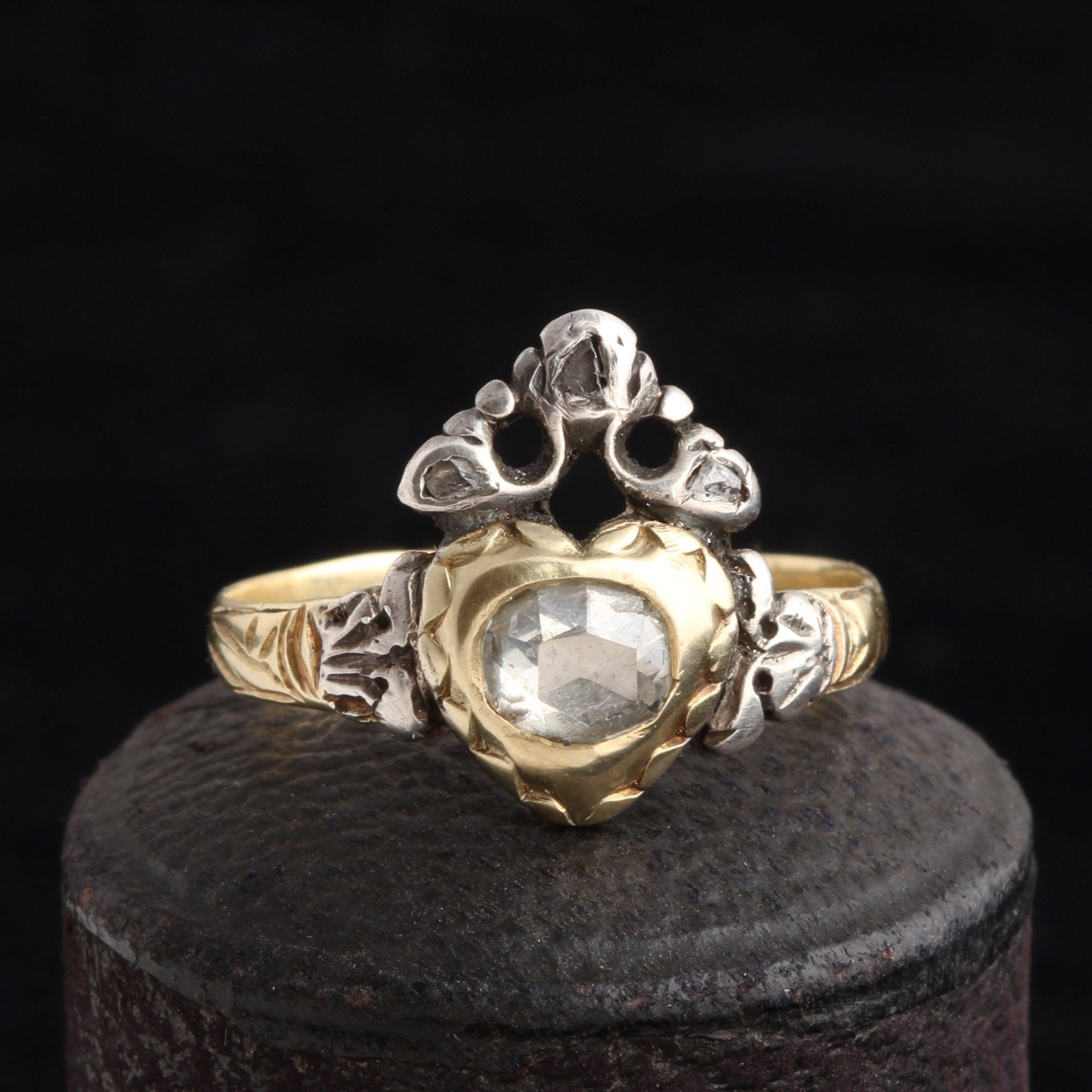 Ring with heart sales and crown