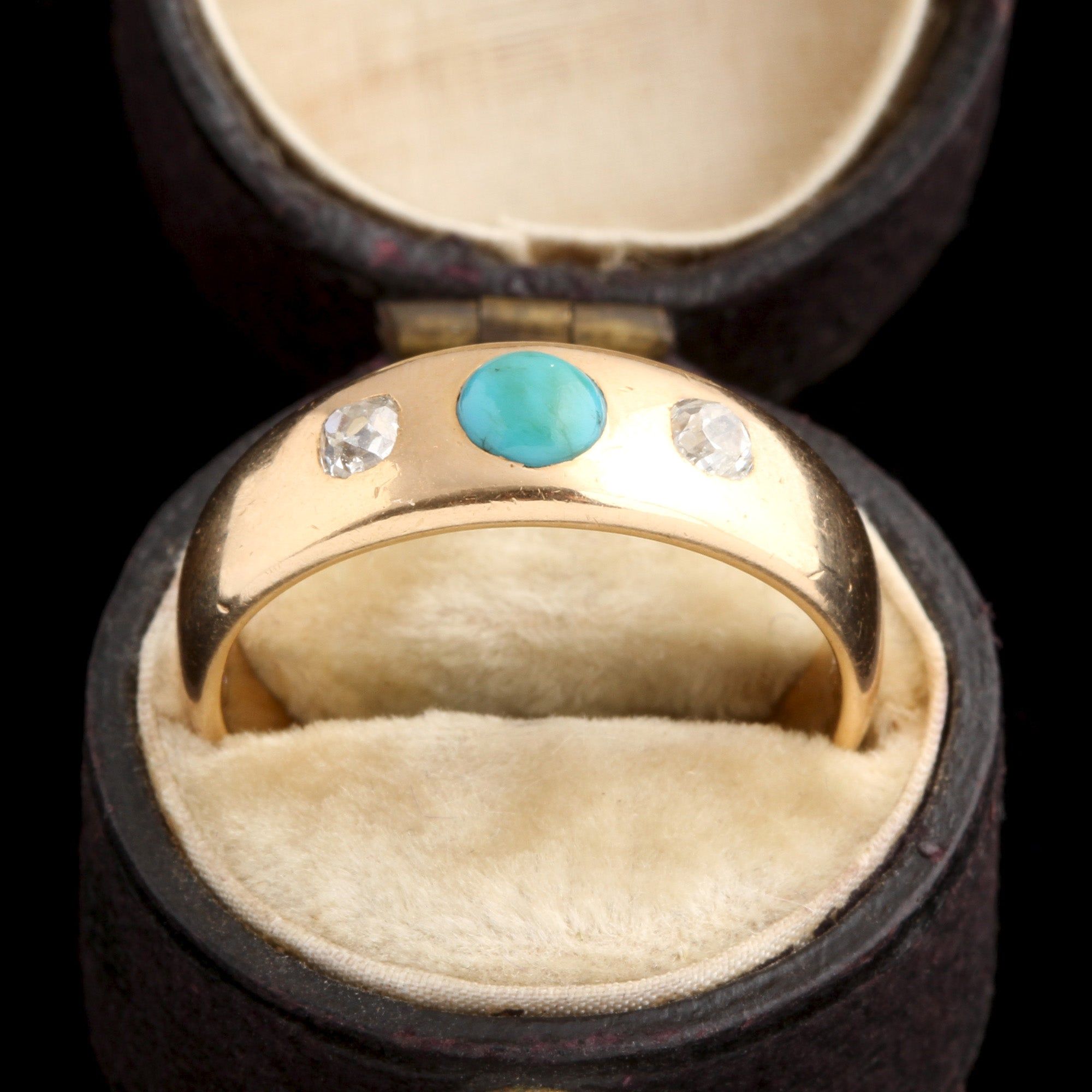 Victorian Diamond & Turquoise Three Stone Ring