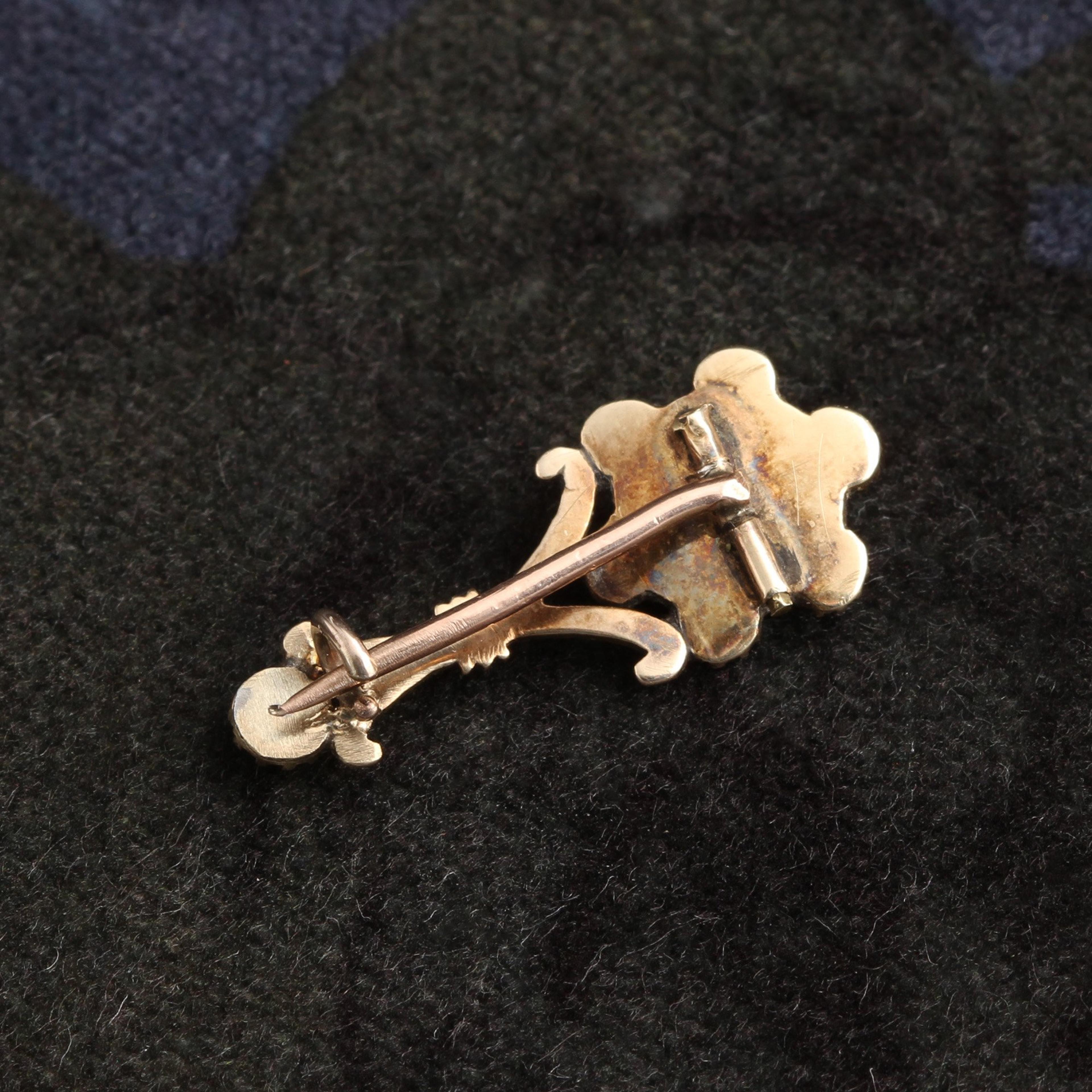 Back detail of Georgian Turquoise and Pearl Halley's Comet Brooch