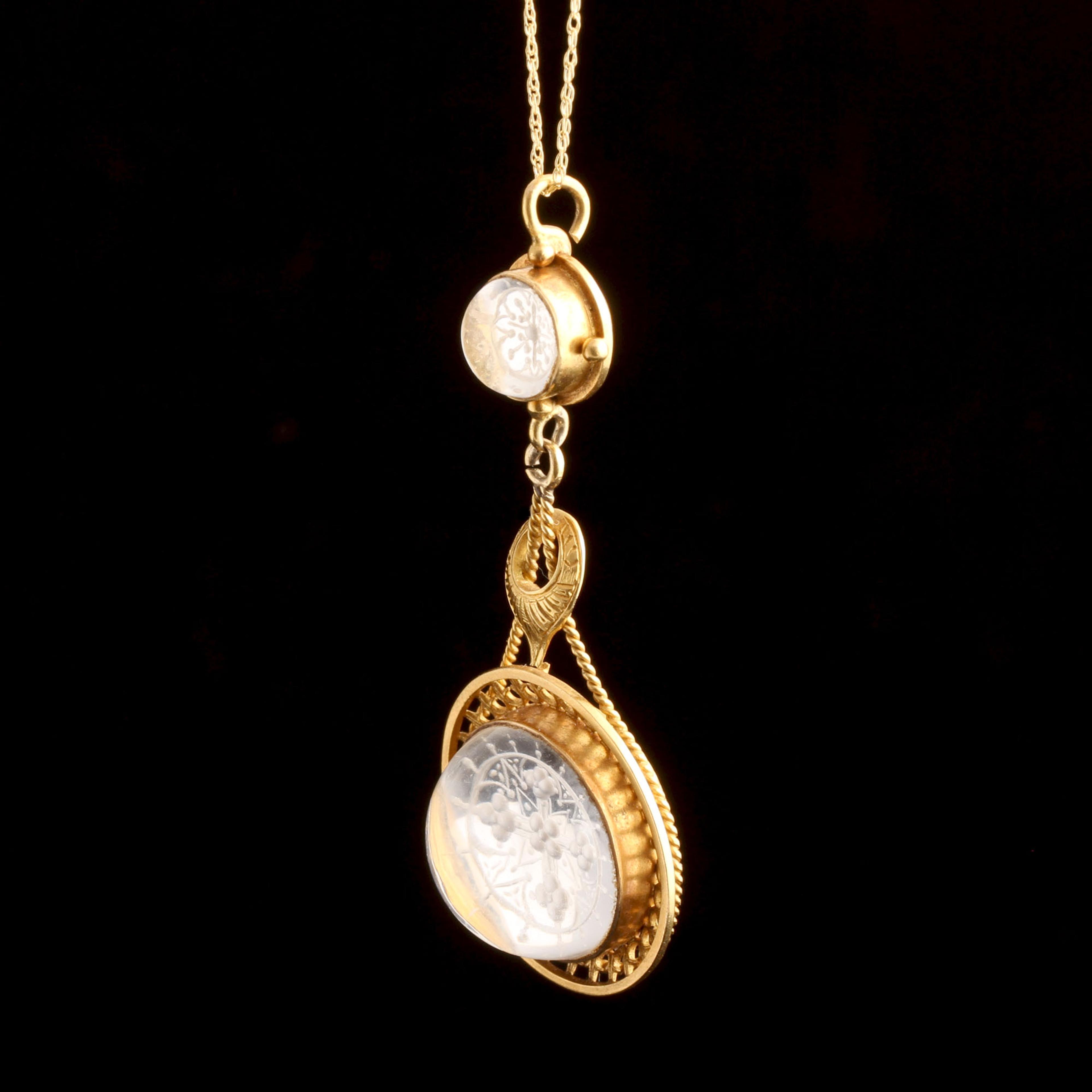 Victorian Carved Crystal Cross Pendant