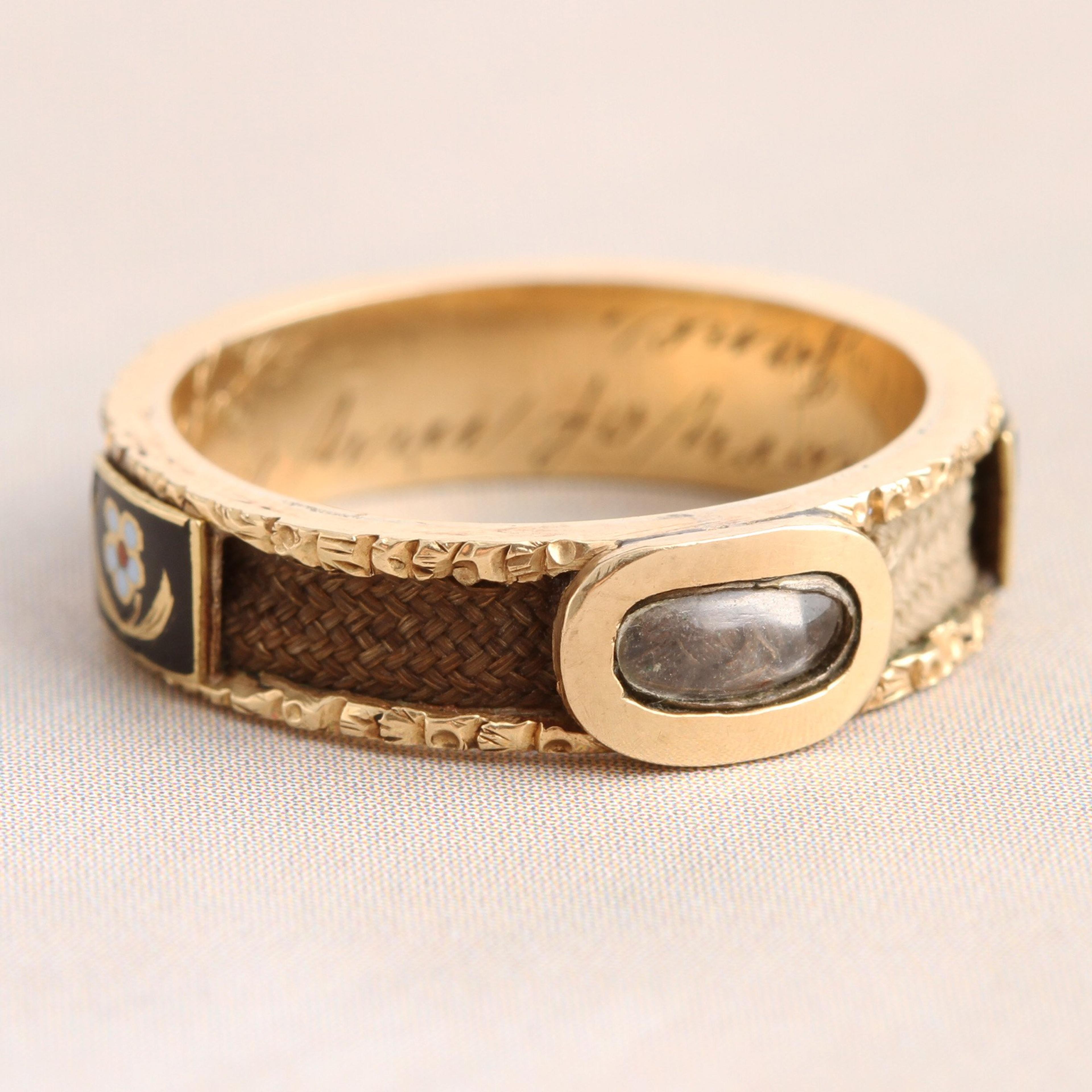 Victorian Forget Me Not Hair Mourning Band for Five Children