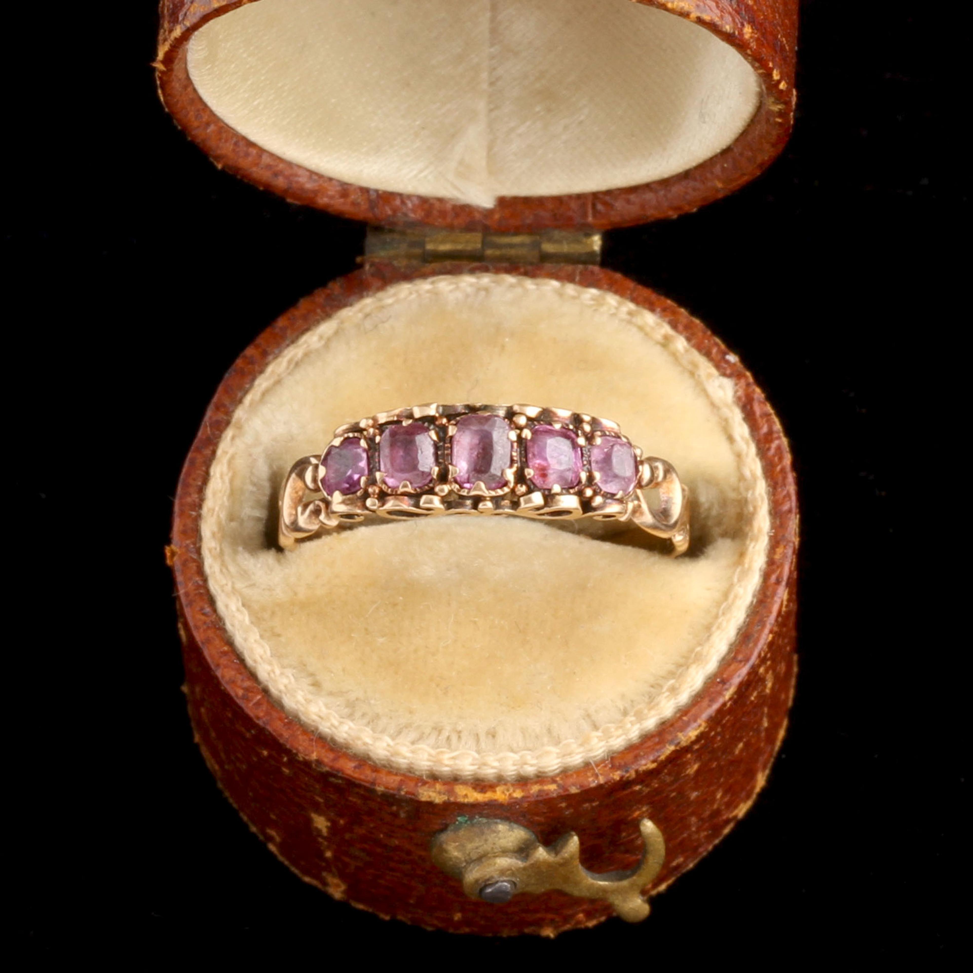 Early Victorian Ruby Five Stone Ring