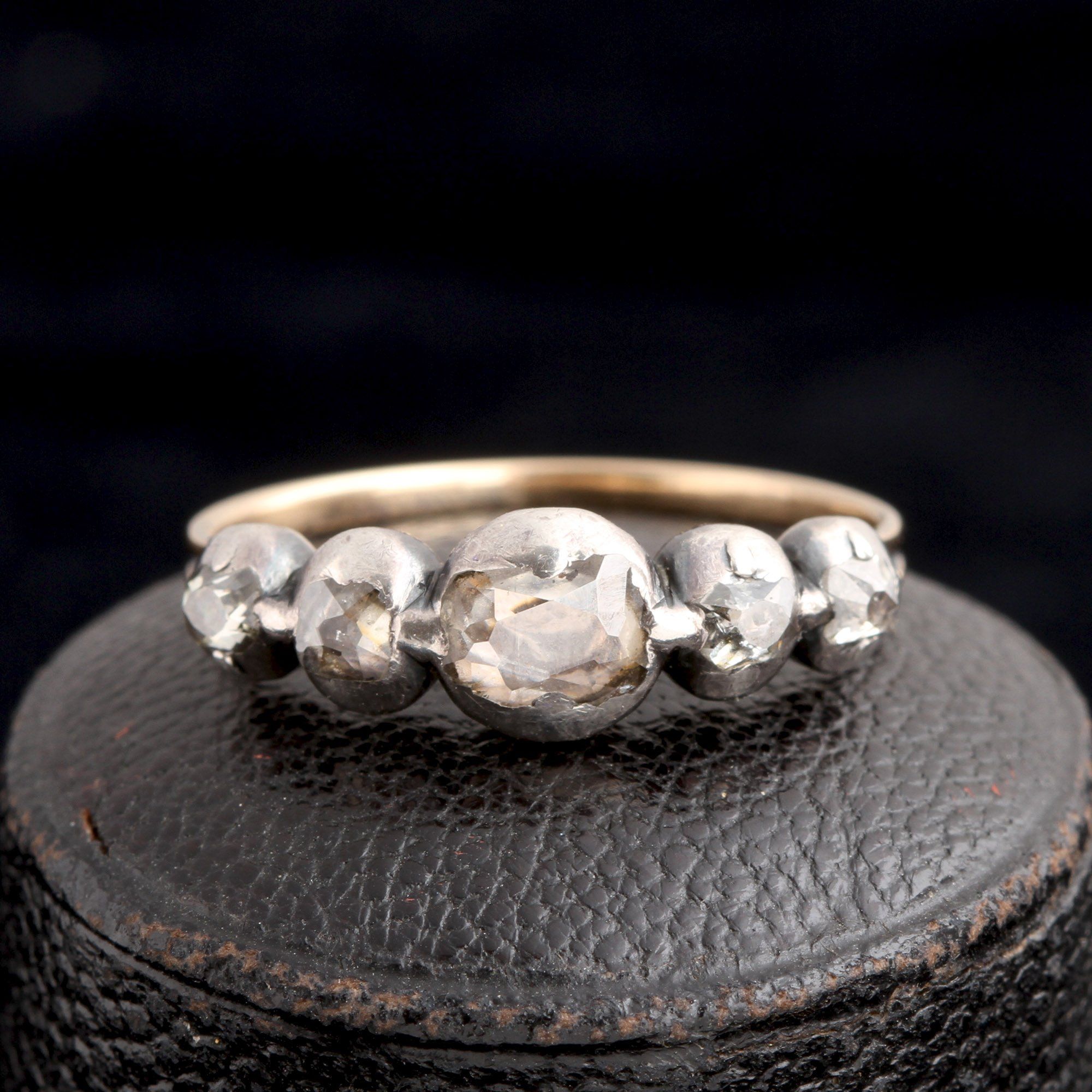 Georgian Old Mine Cut Diamond Half Hoop