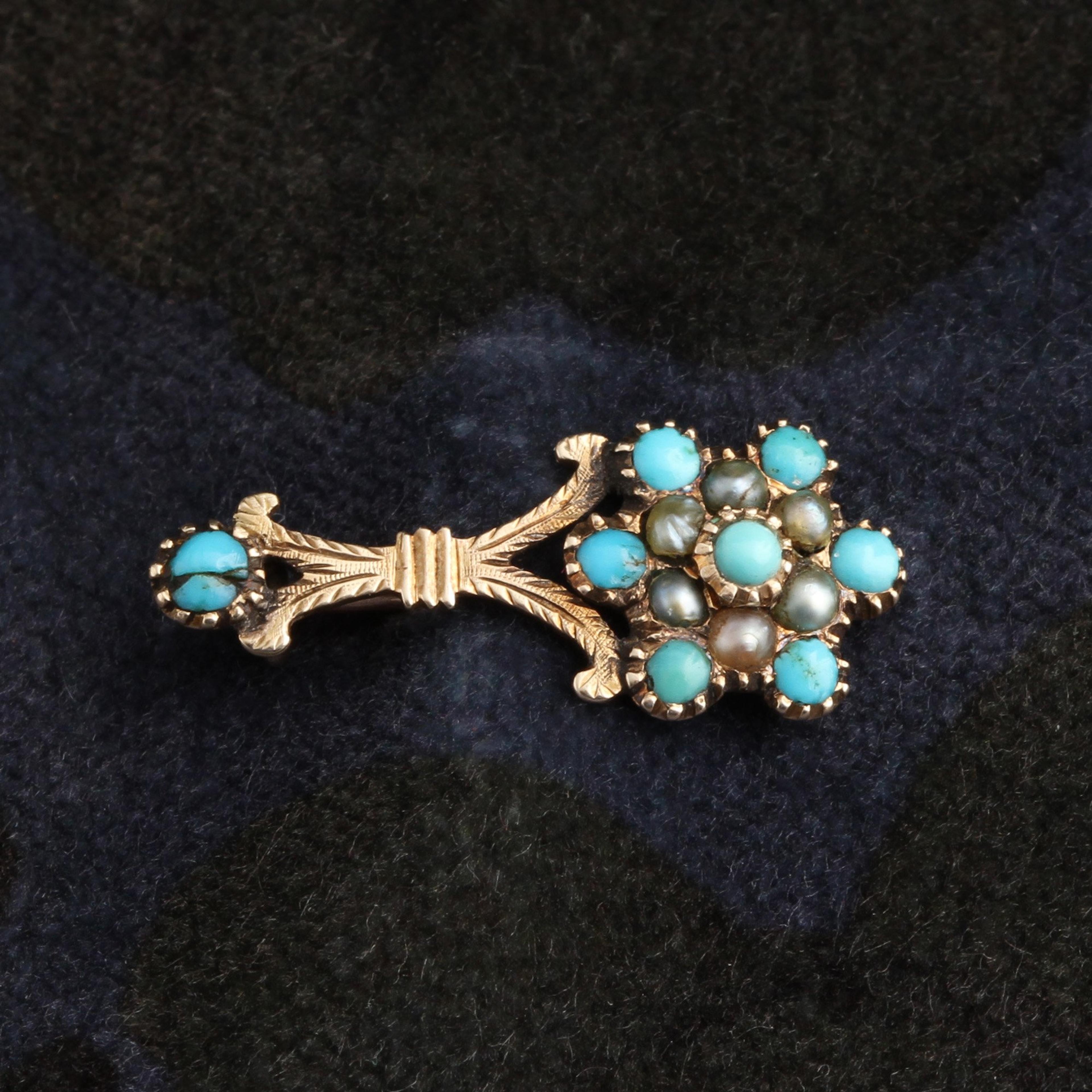 Georgian Turquoise & Pearl Halley's Comet Brooch