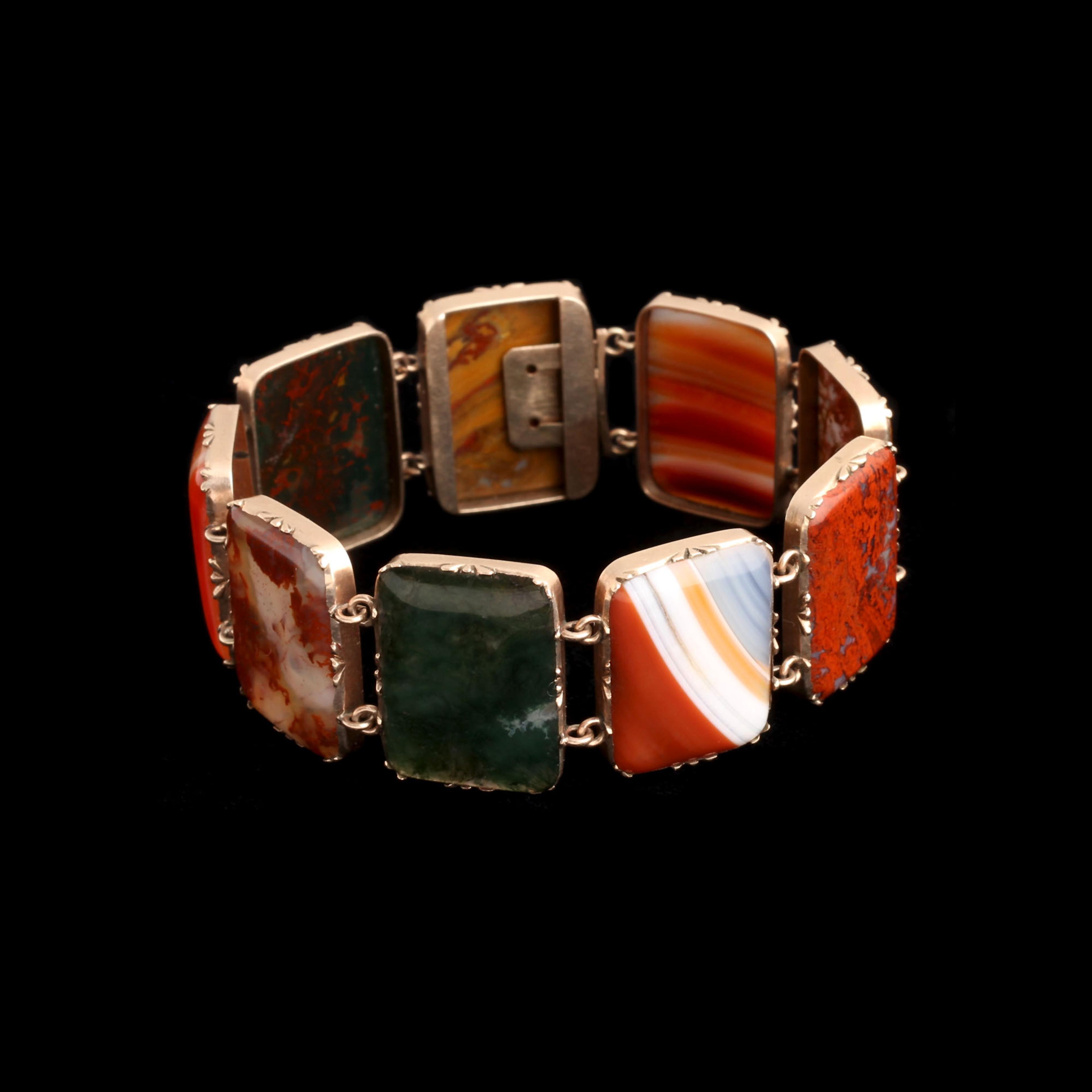 Detail of Early Victorian Agate & Jasper Specimen Bracelet