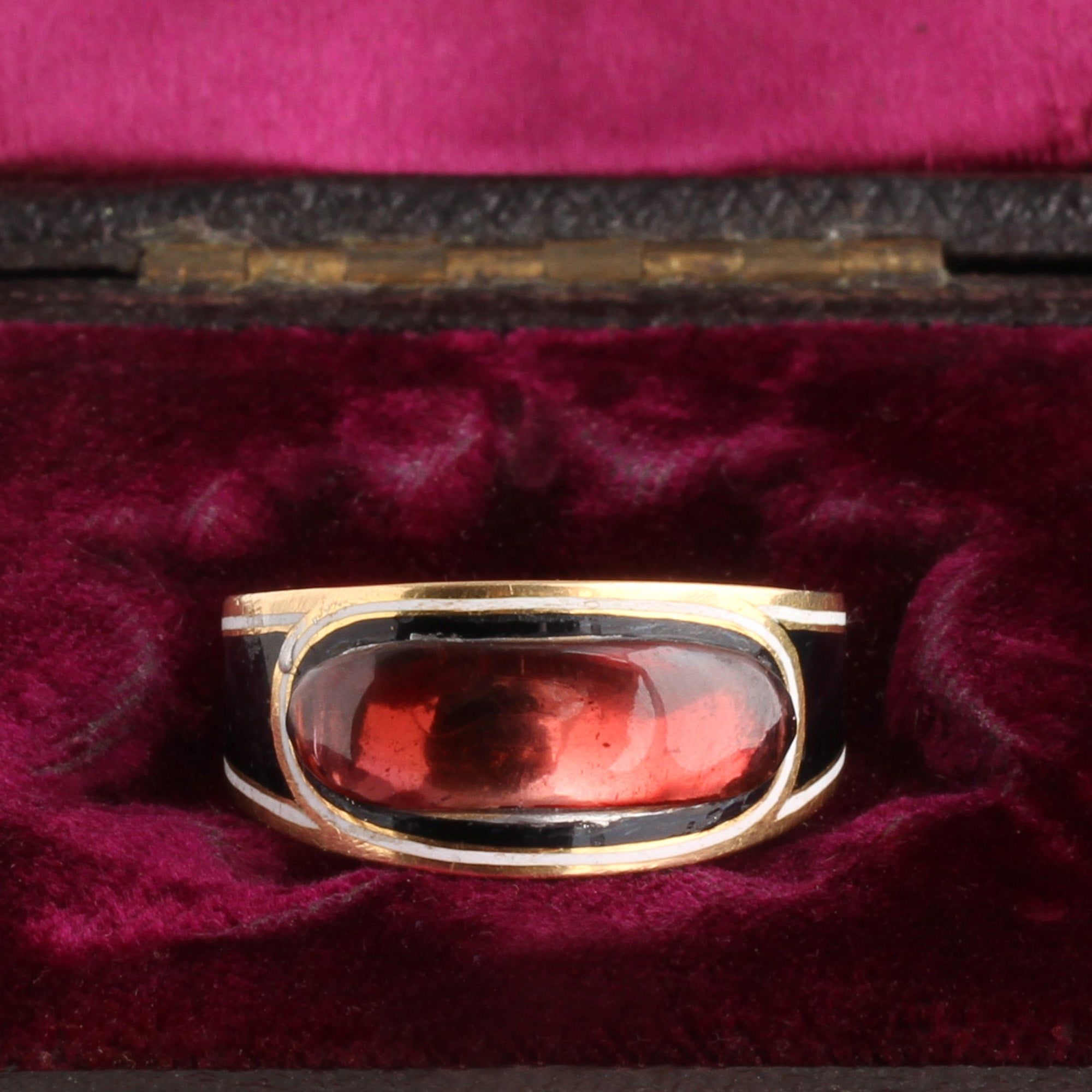 Georgian Garnet & Enamel Mourning Ring