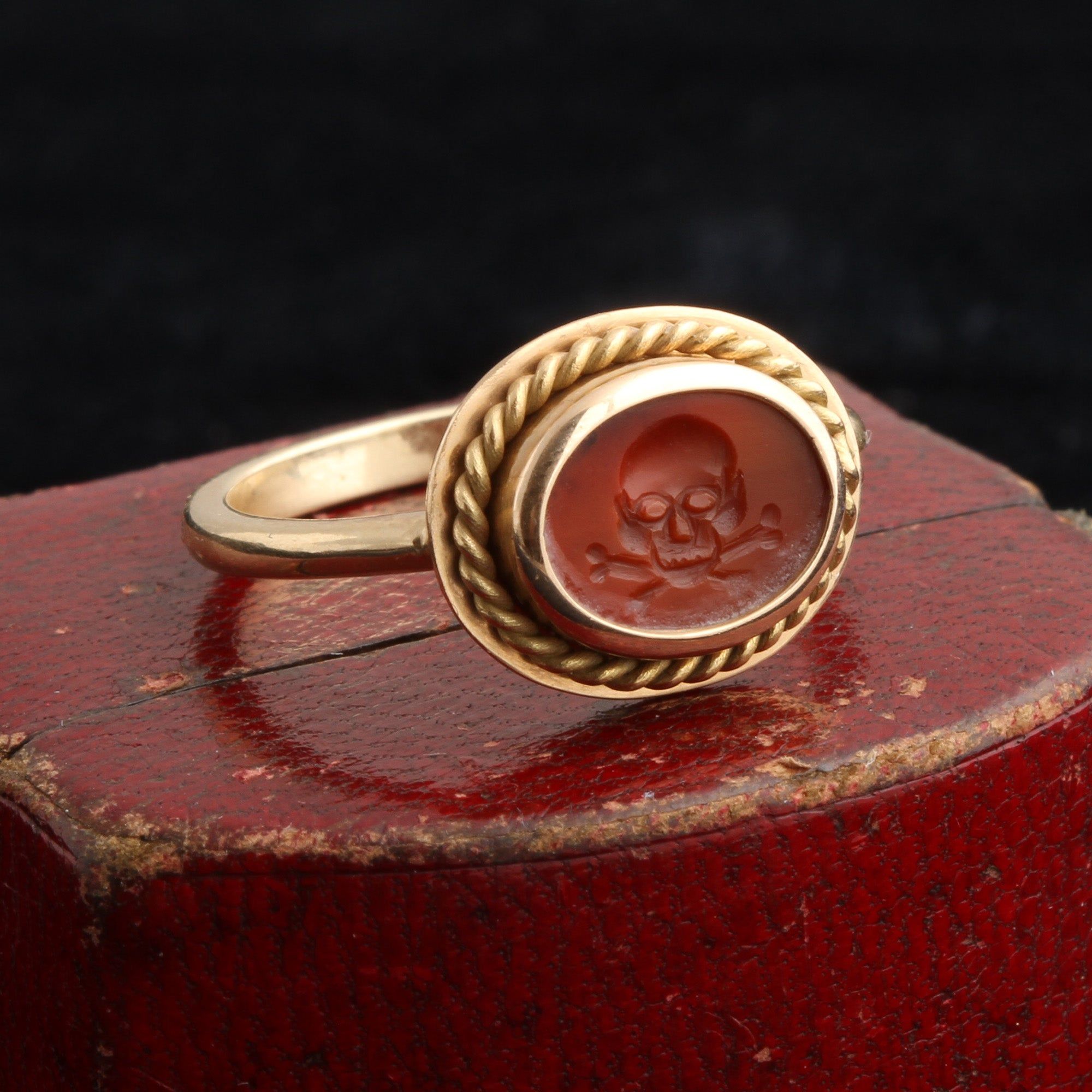 Victorian Skull & Crossbones Intaglio Ring