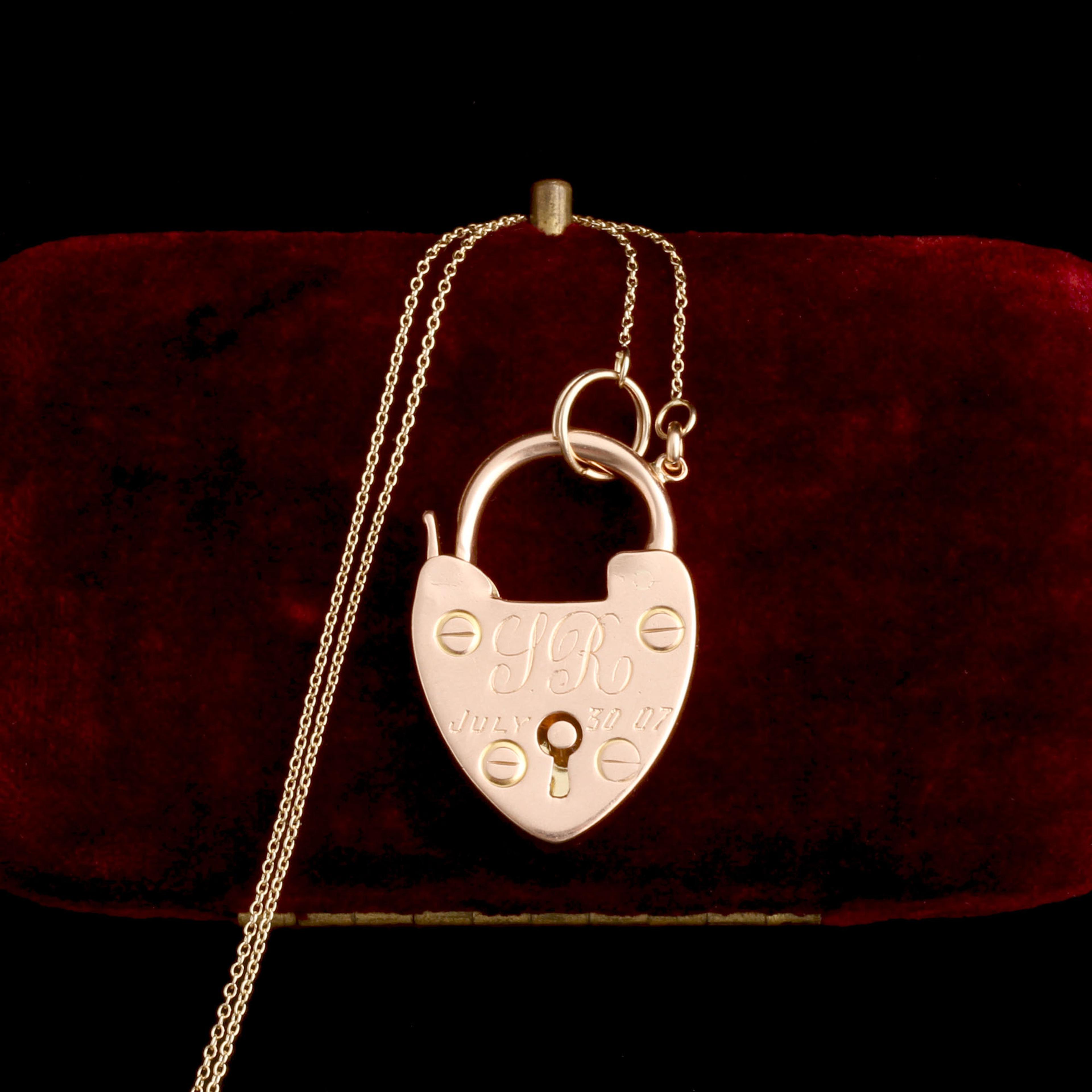 Edwardian "July 10 '07" Heart Lock Necklace