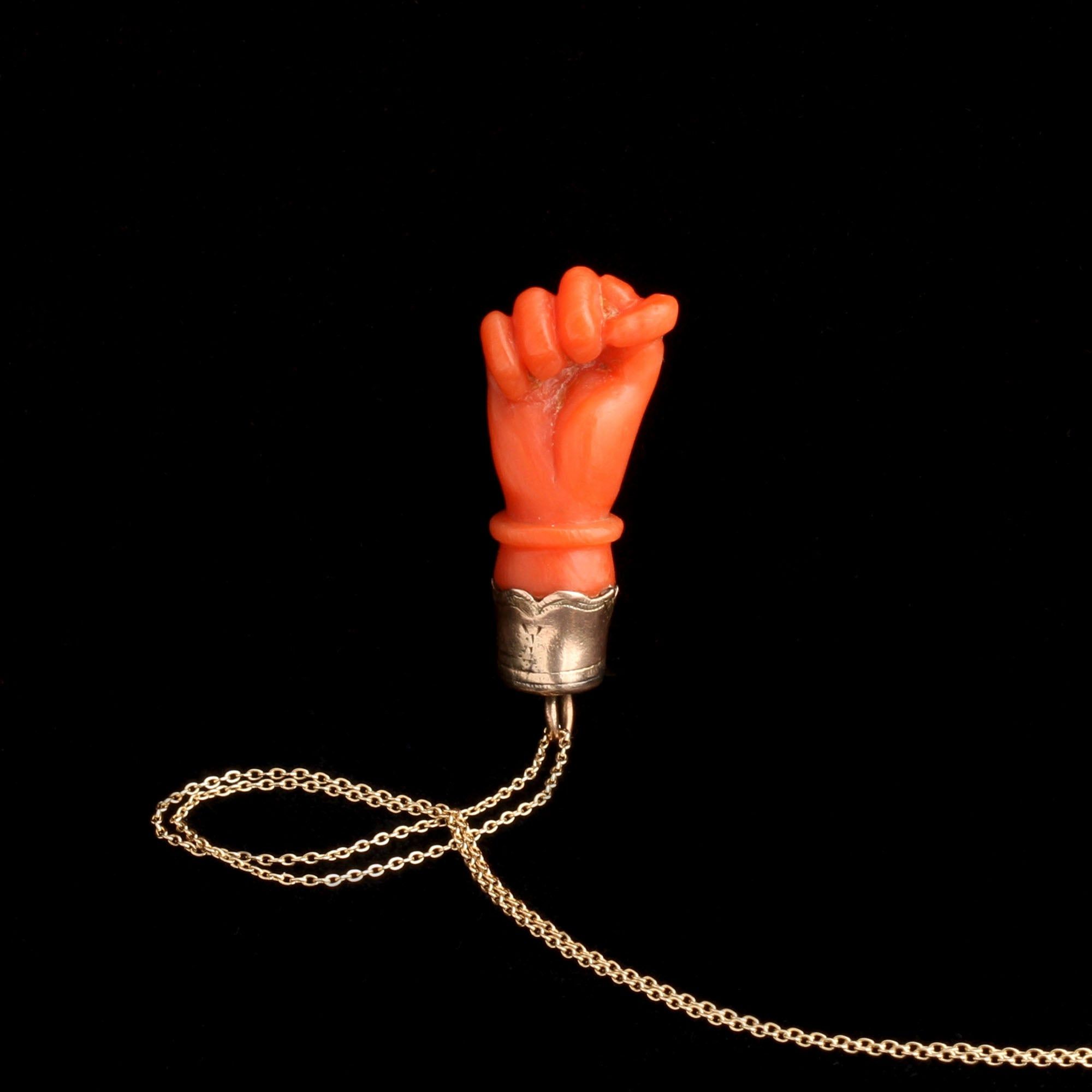 Victorian Carved Coral Figa Necklace