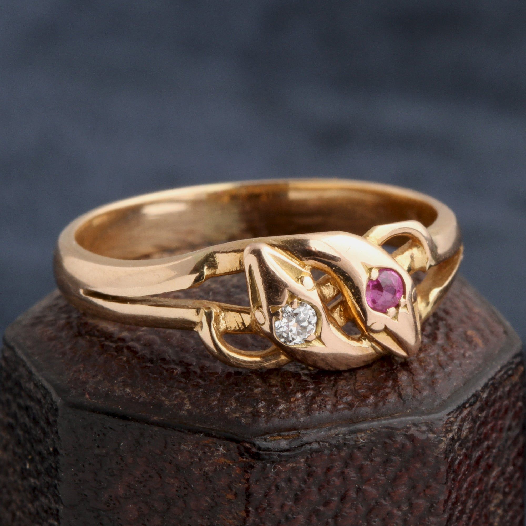 Victorian Ruby & Diamond Entwined Snakes Ring