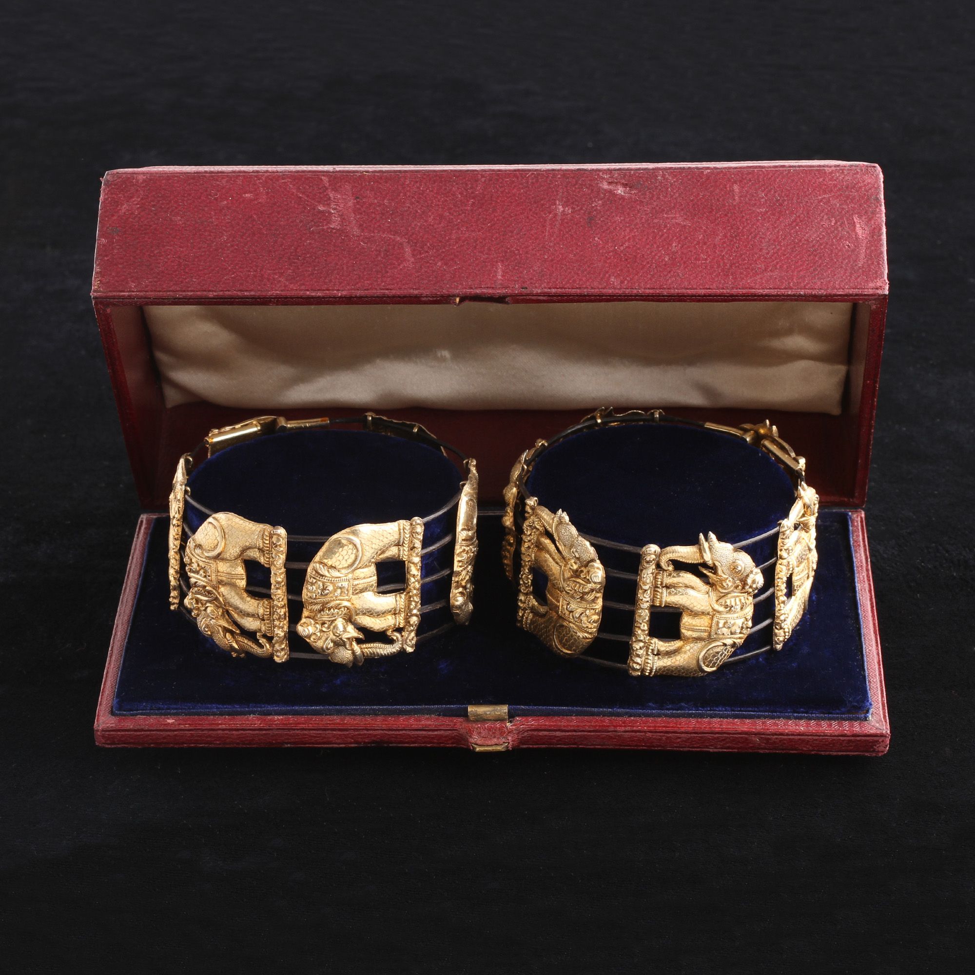 Raj Era Elephant Hair Bangle Set in Original Fitted Box