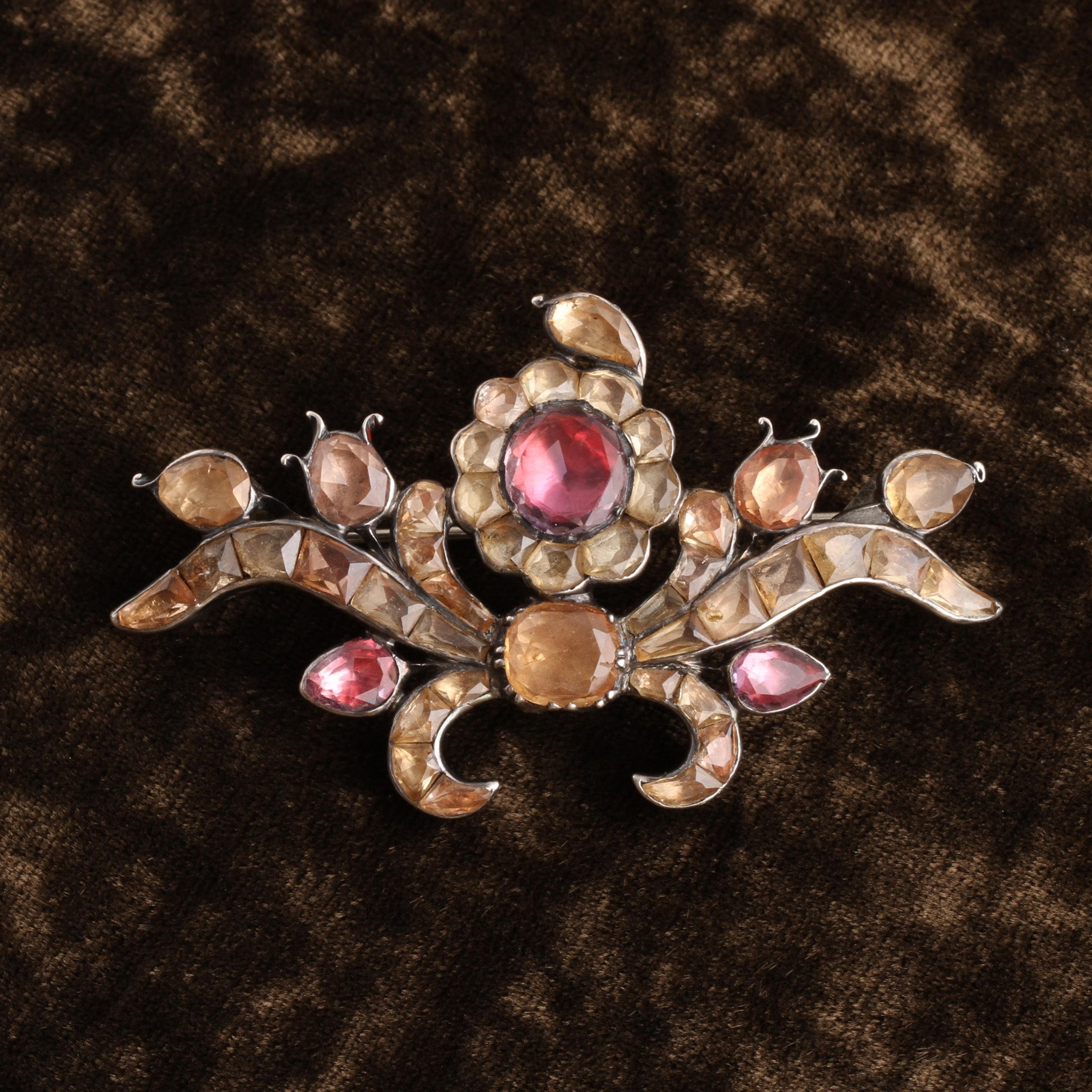 Detail of 18th Century Portuguese Topaz & Amethyst Brooch