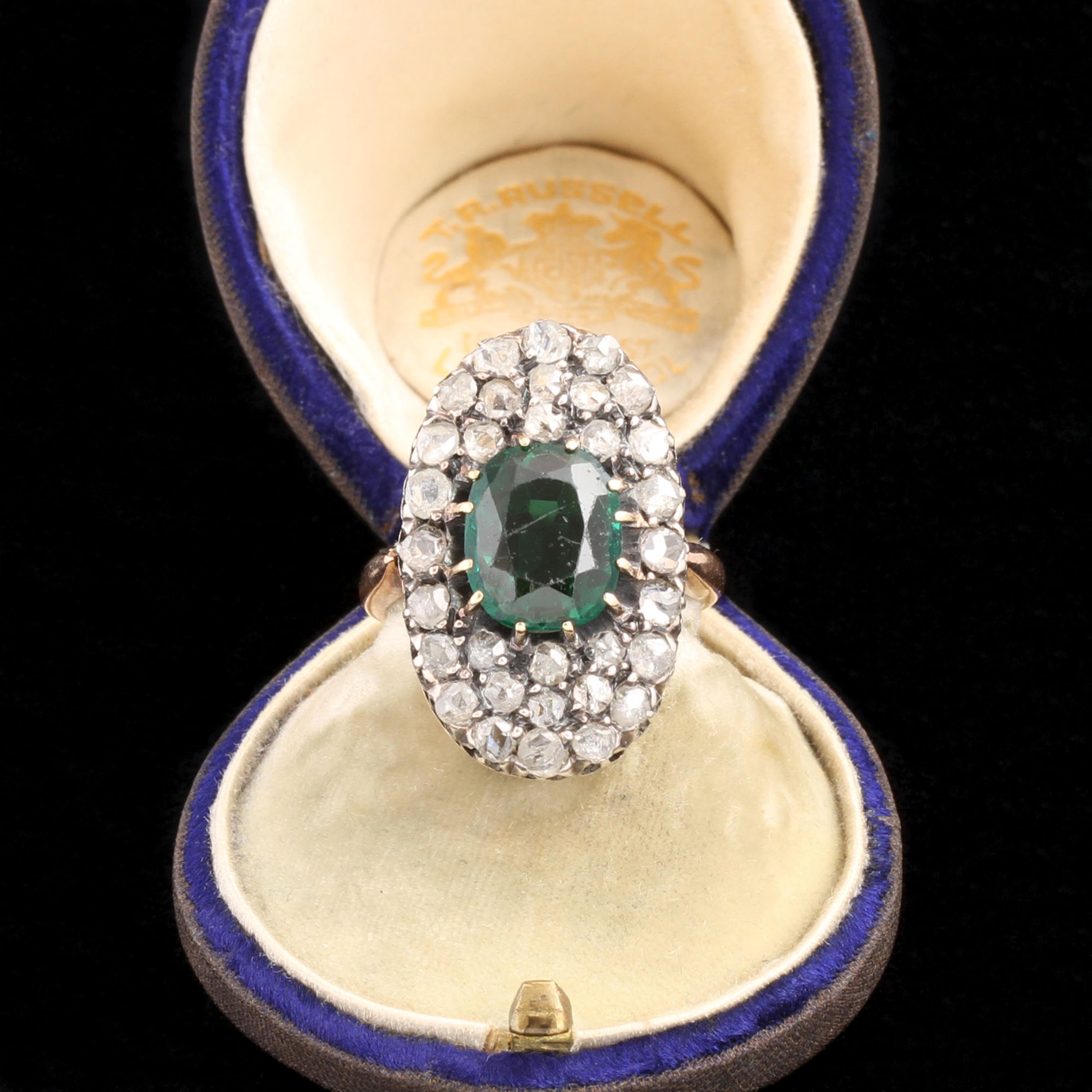 Early 20th Century French Garnet Doublet & Diamond Cluster Ring