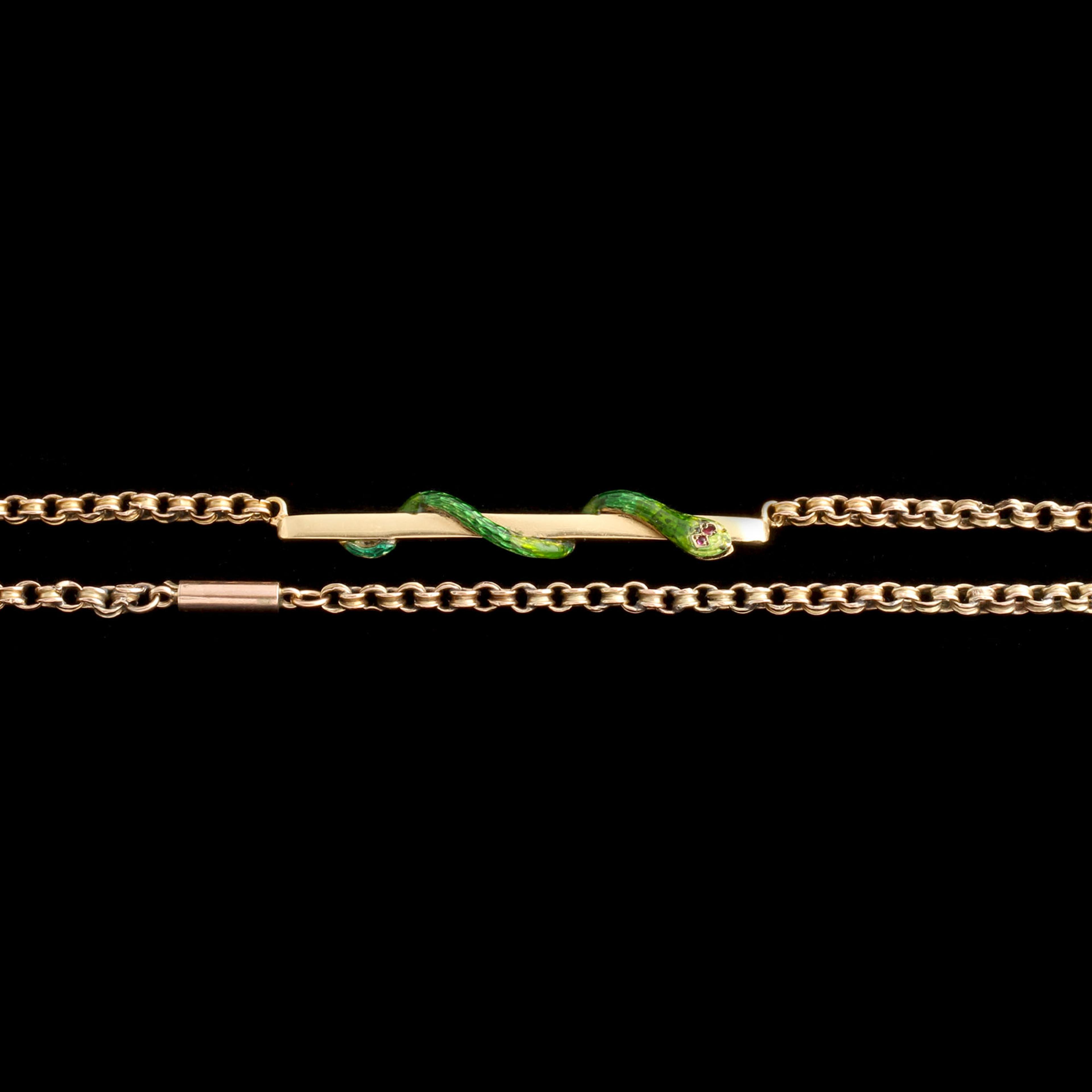 Victorian Enamel Snake Bar Necklace
