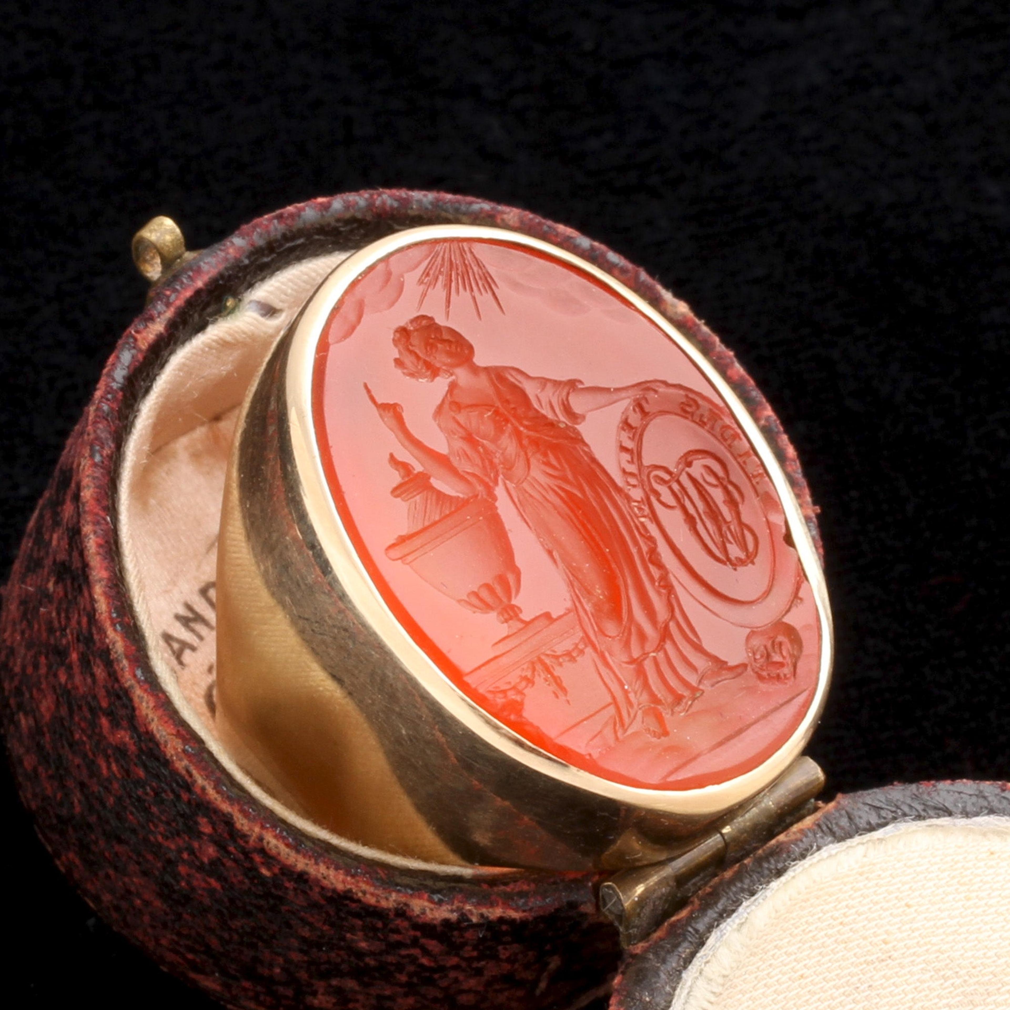 Detail of Georgian "Fides Telum" Carnelian Intaglio Ring
