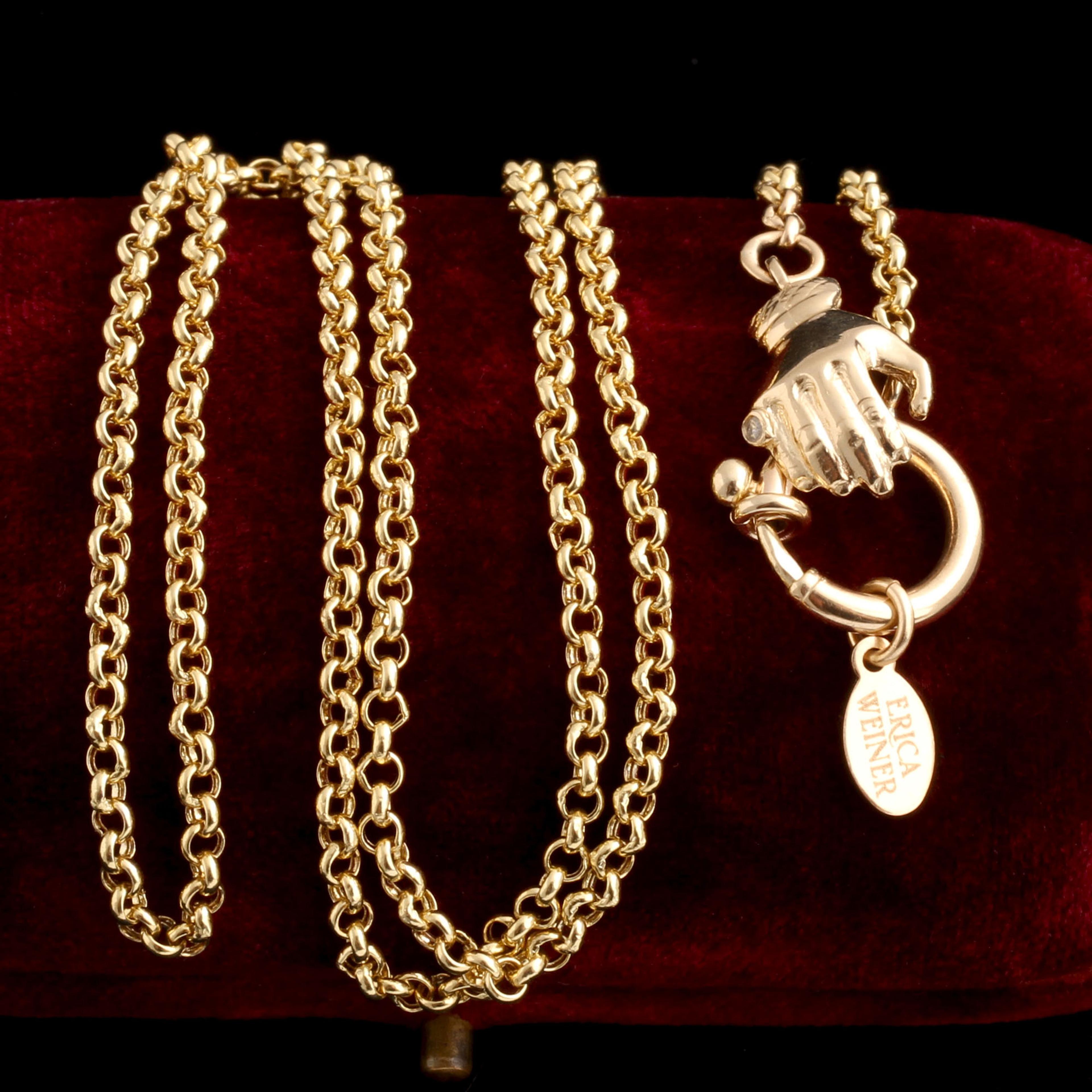 Detail of the hand on the Handclasp Charm Base Necklace