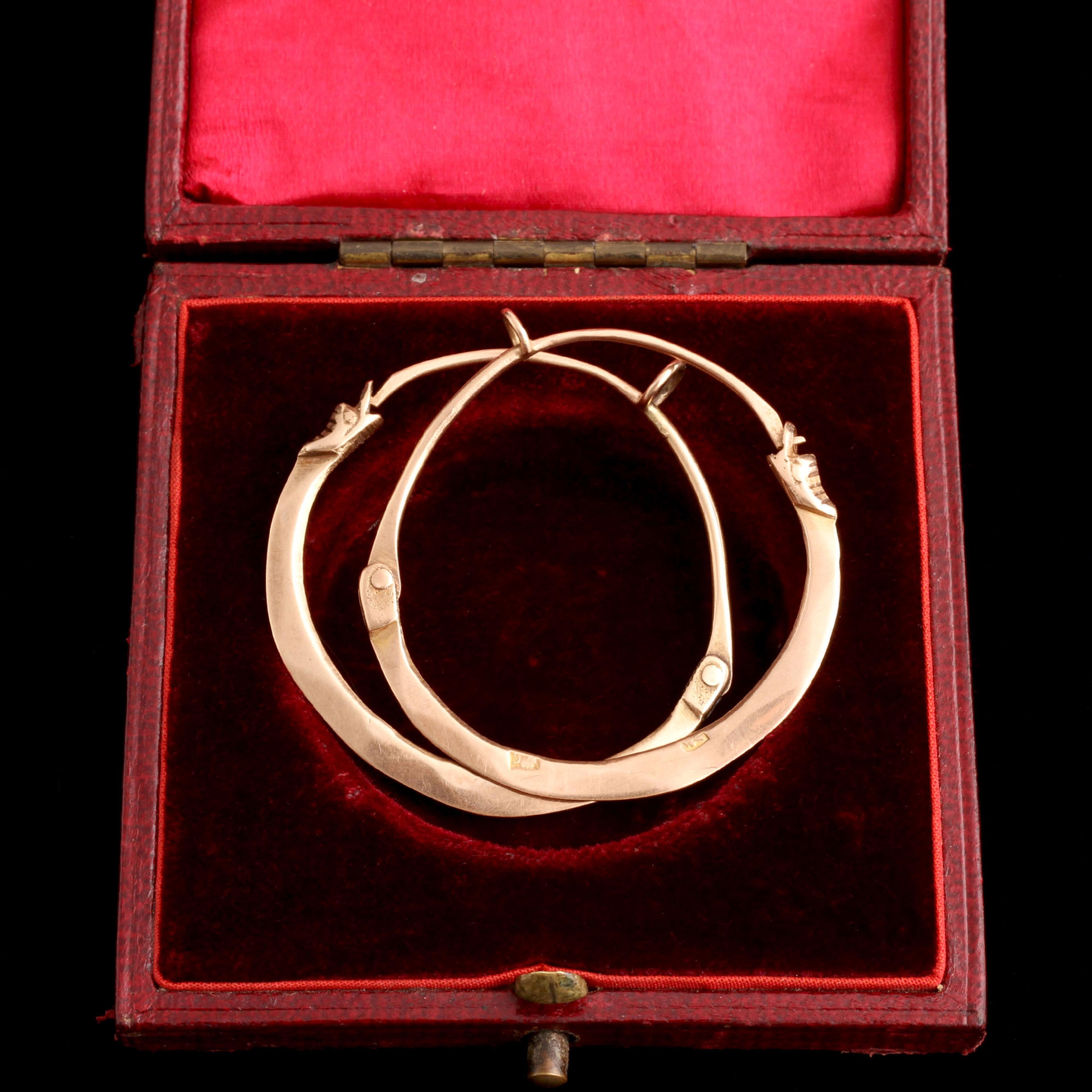 19th Century Sicilian Serpent Hoop Earrings