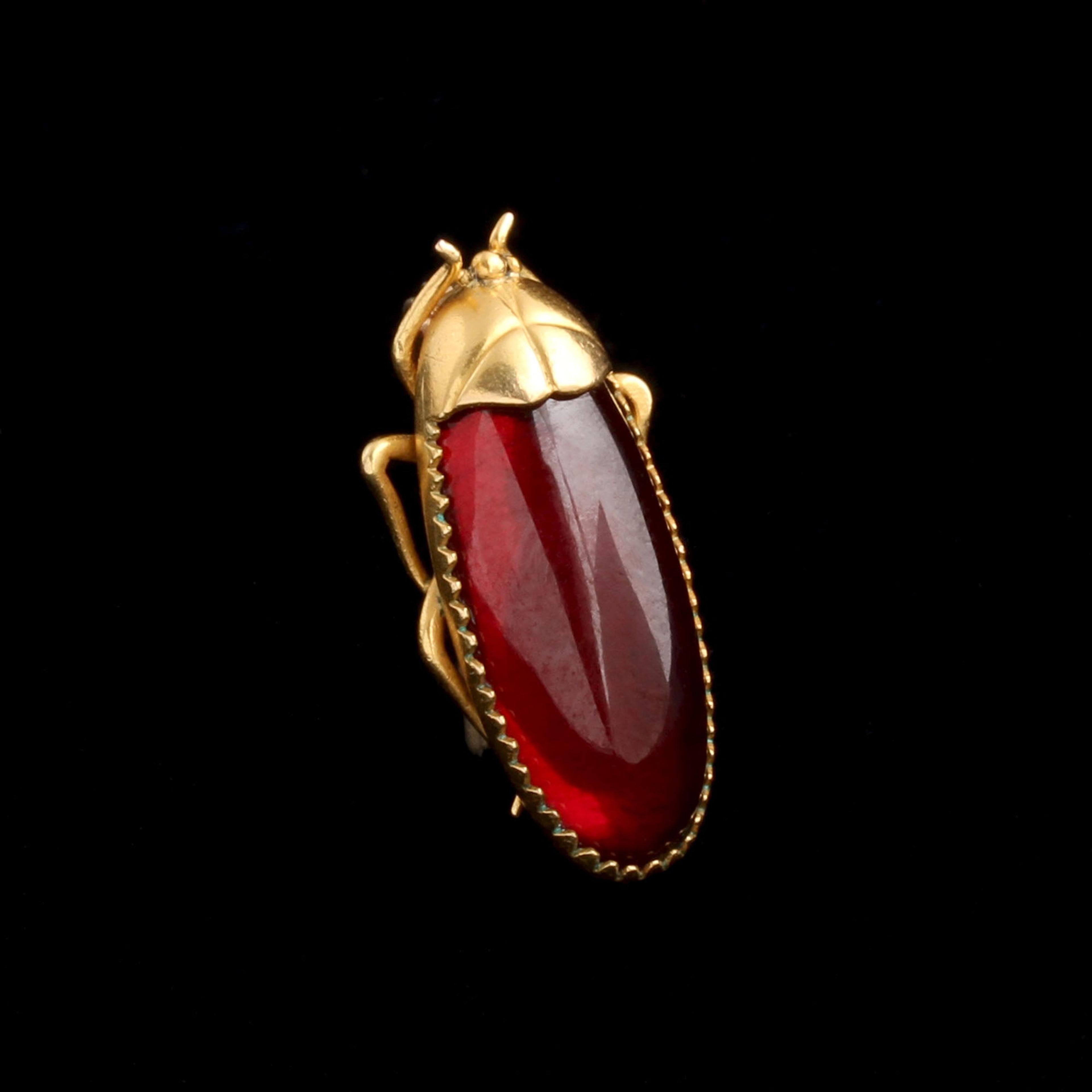 Victorian Garnet Beetle Brooch