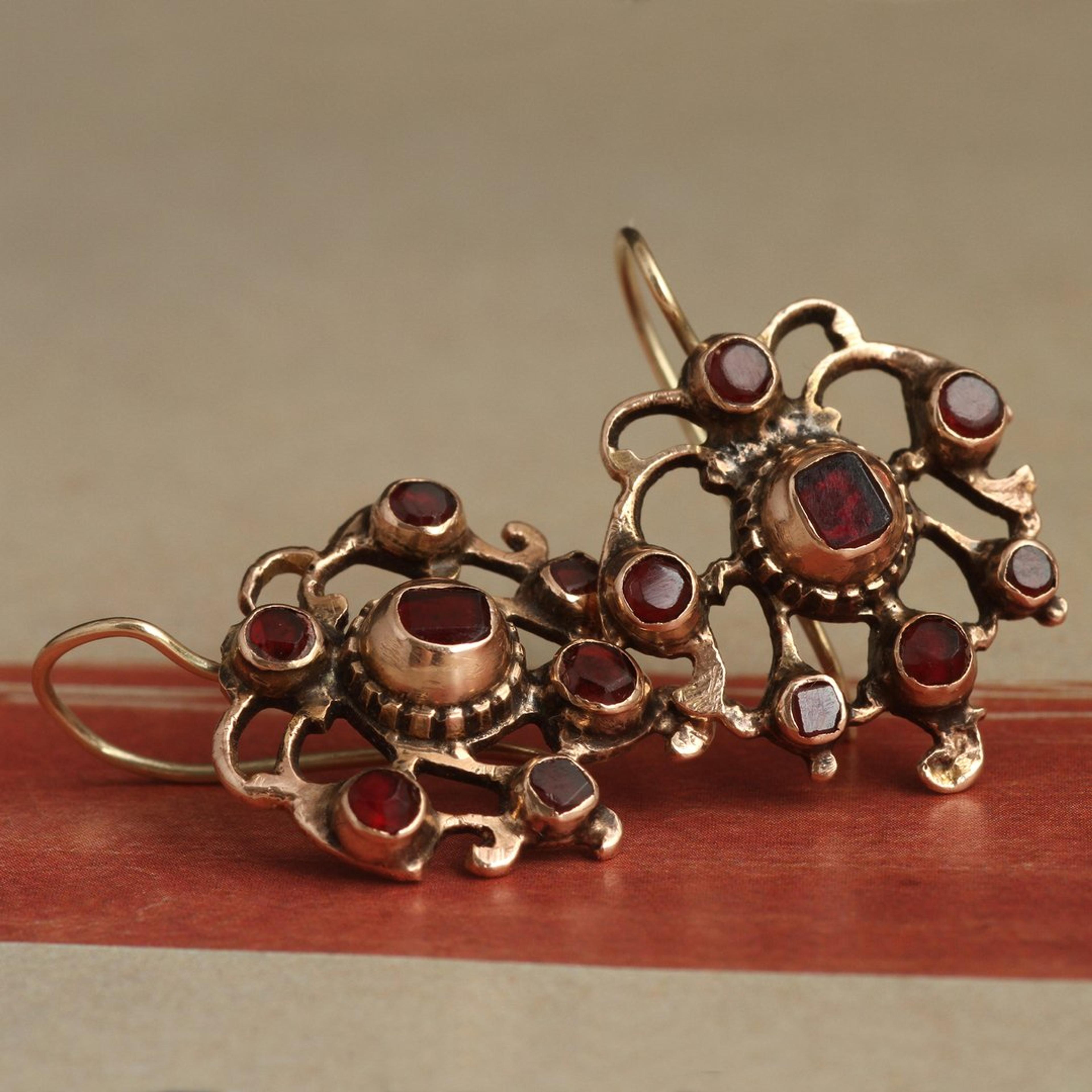 Georgian Gilt Silver Garnet Earrings
