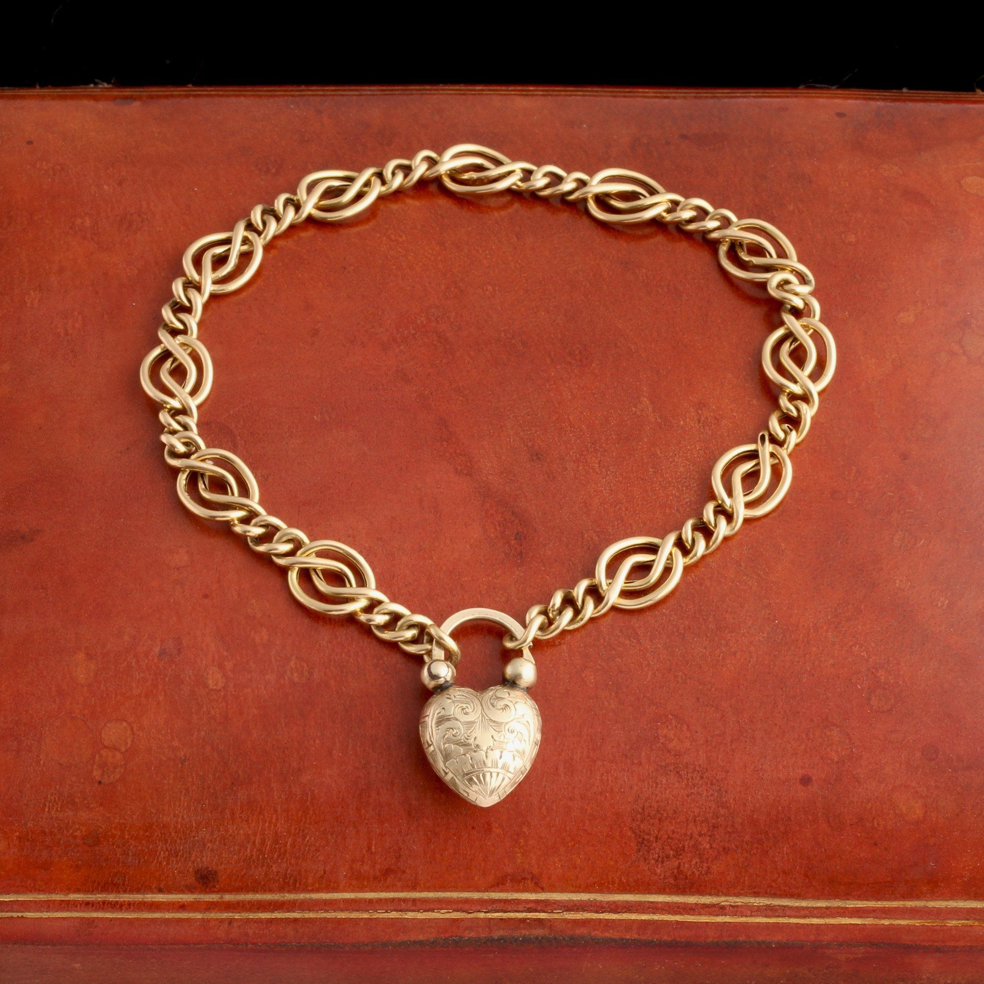 Victorian Heart Padlock Chain Bracelet
