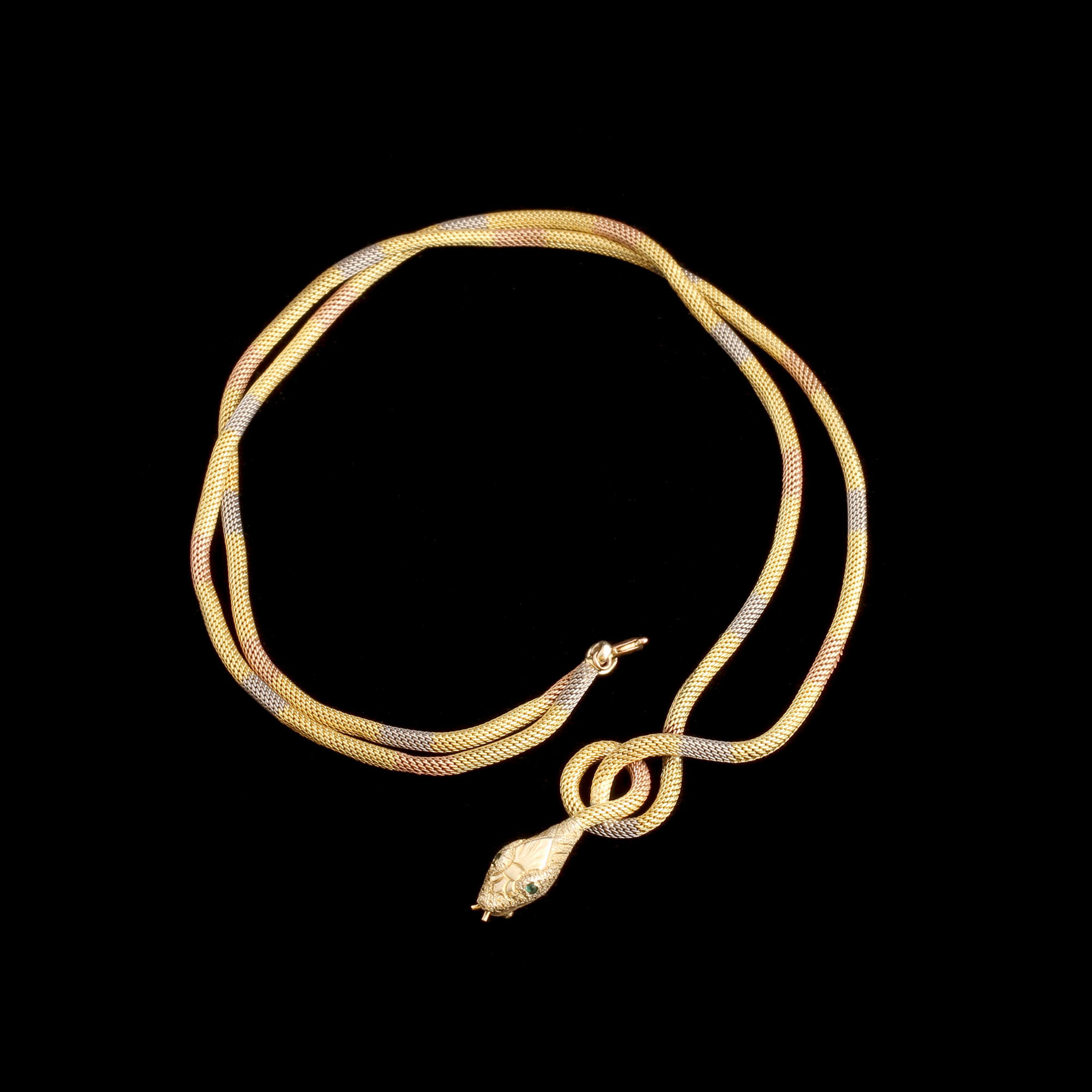 1920s Tricolor Gold Snake Necklace