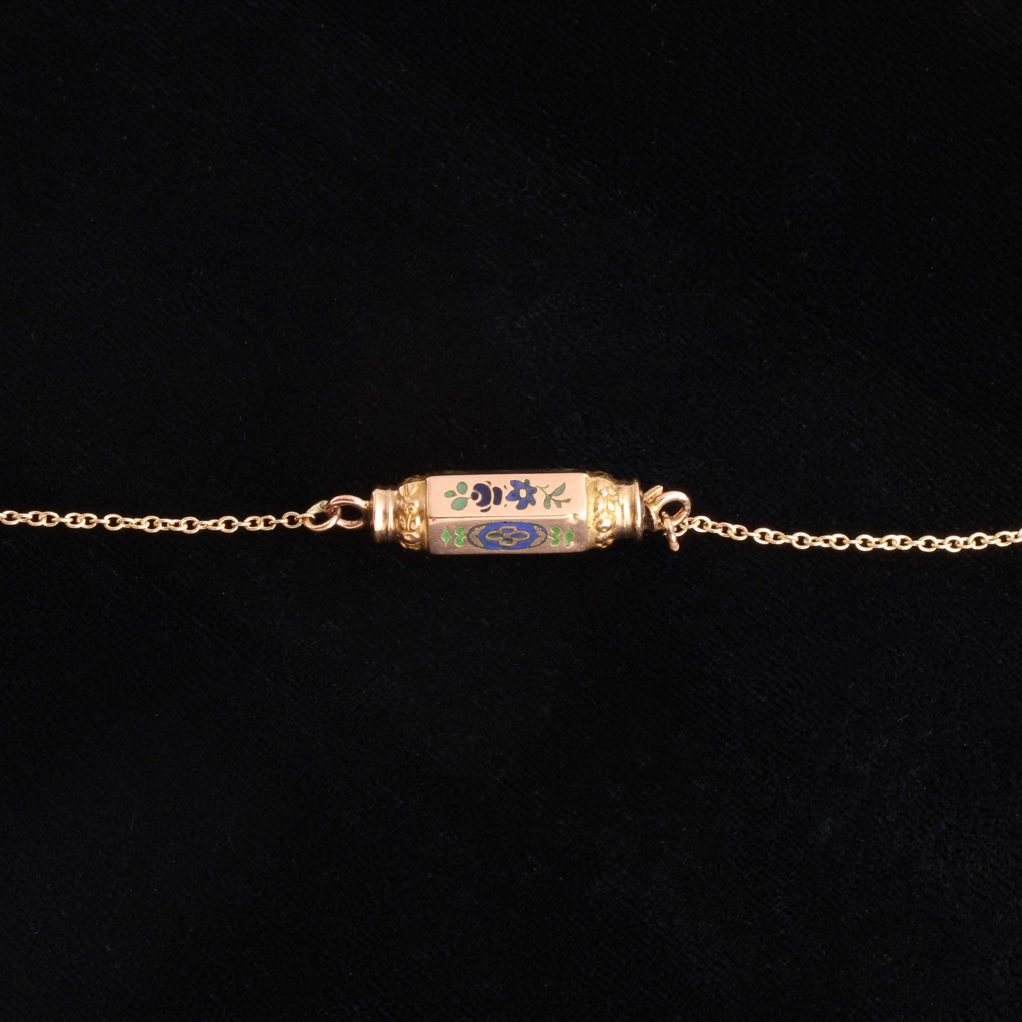 Victorian Enamel Barrel Clasp Necklace