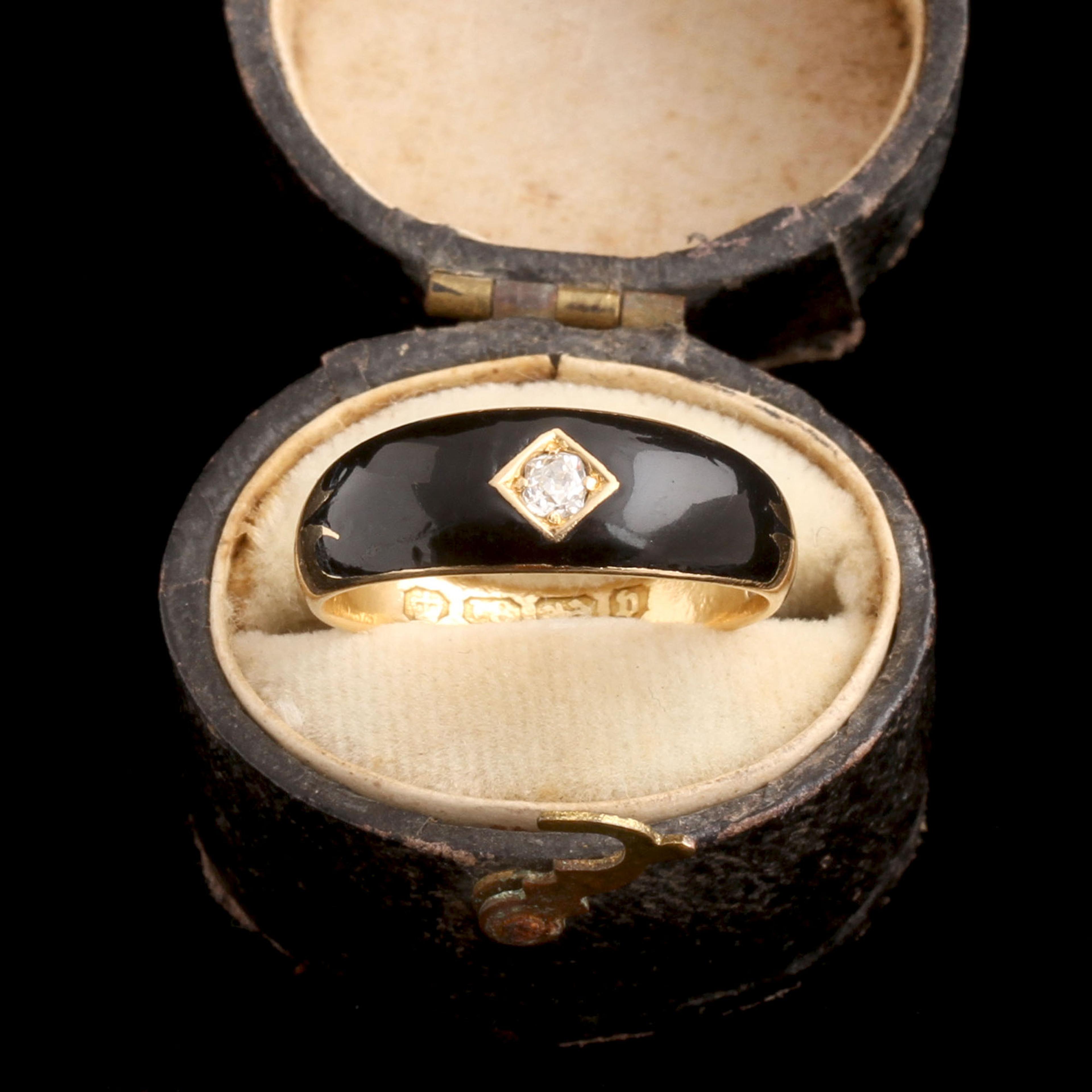 Victorian Black Enamel & Diamond Ring