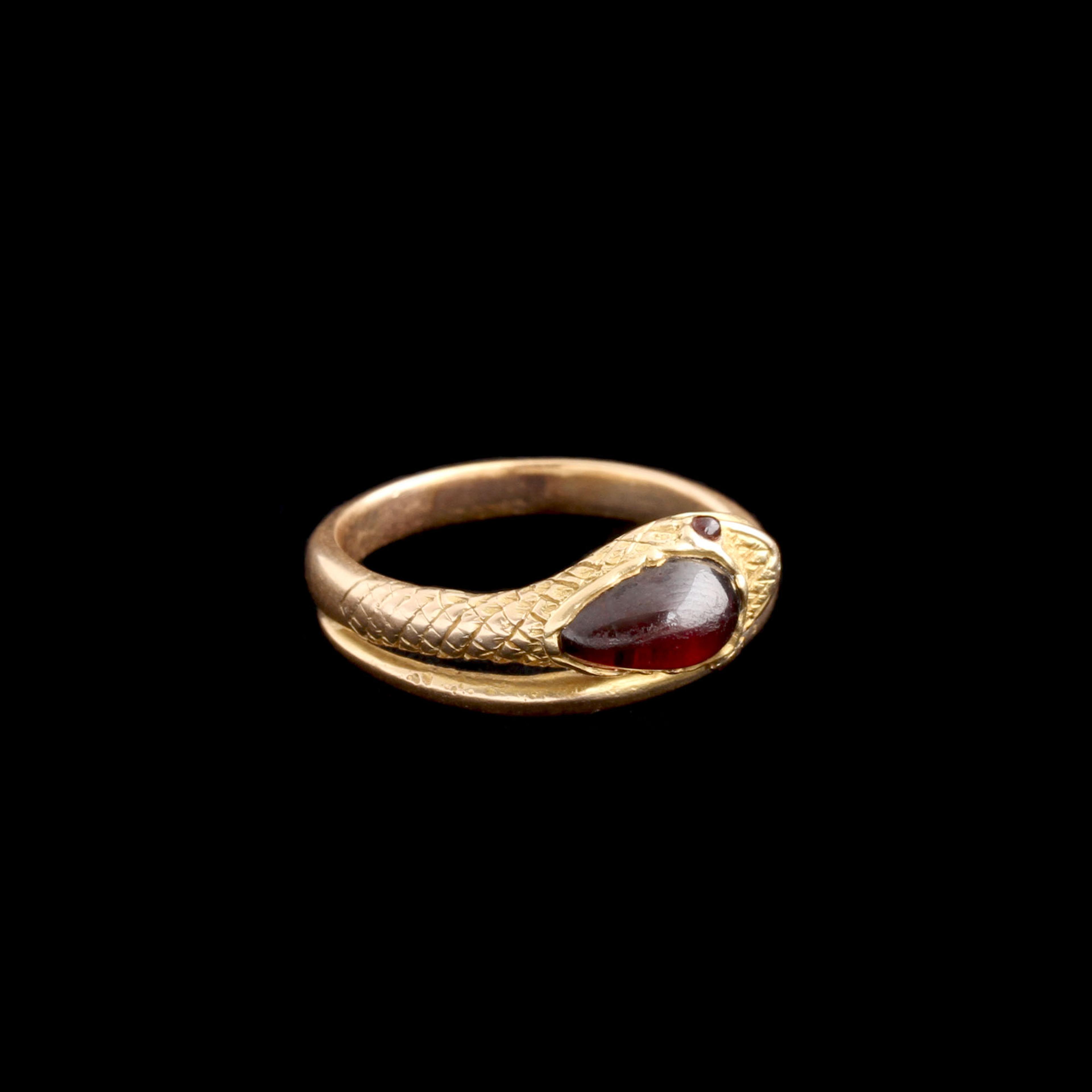 Detail of Victorian Garnet Snake Ring