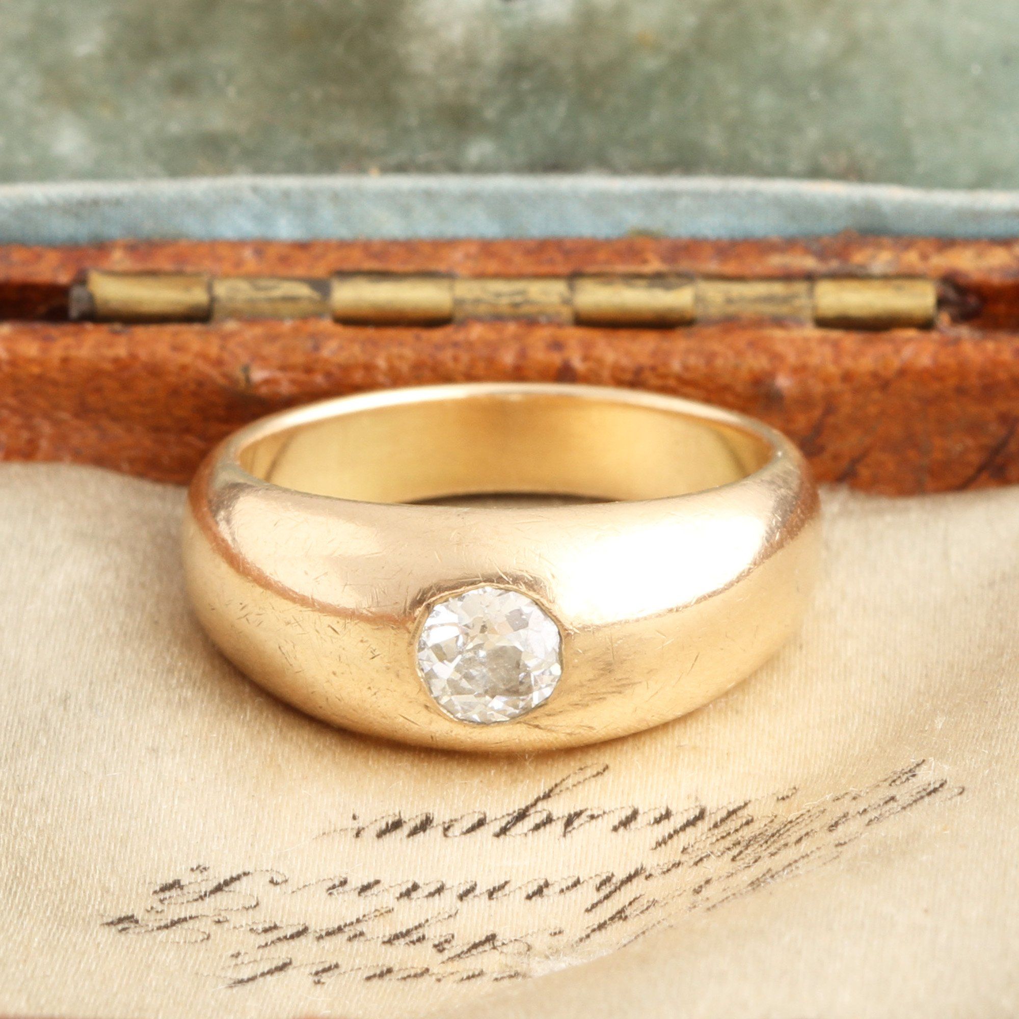 Victorian Burnished Old Mine Cut Diamond Solitaire