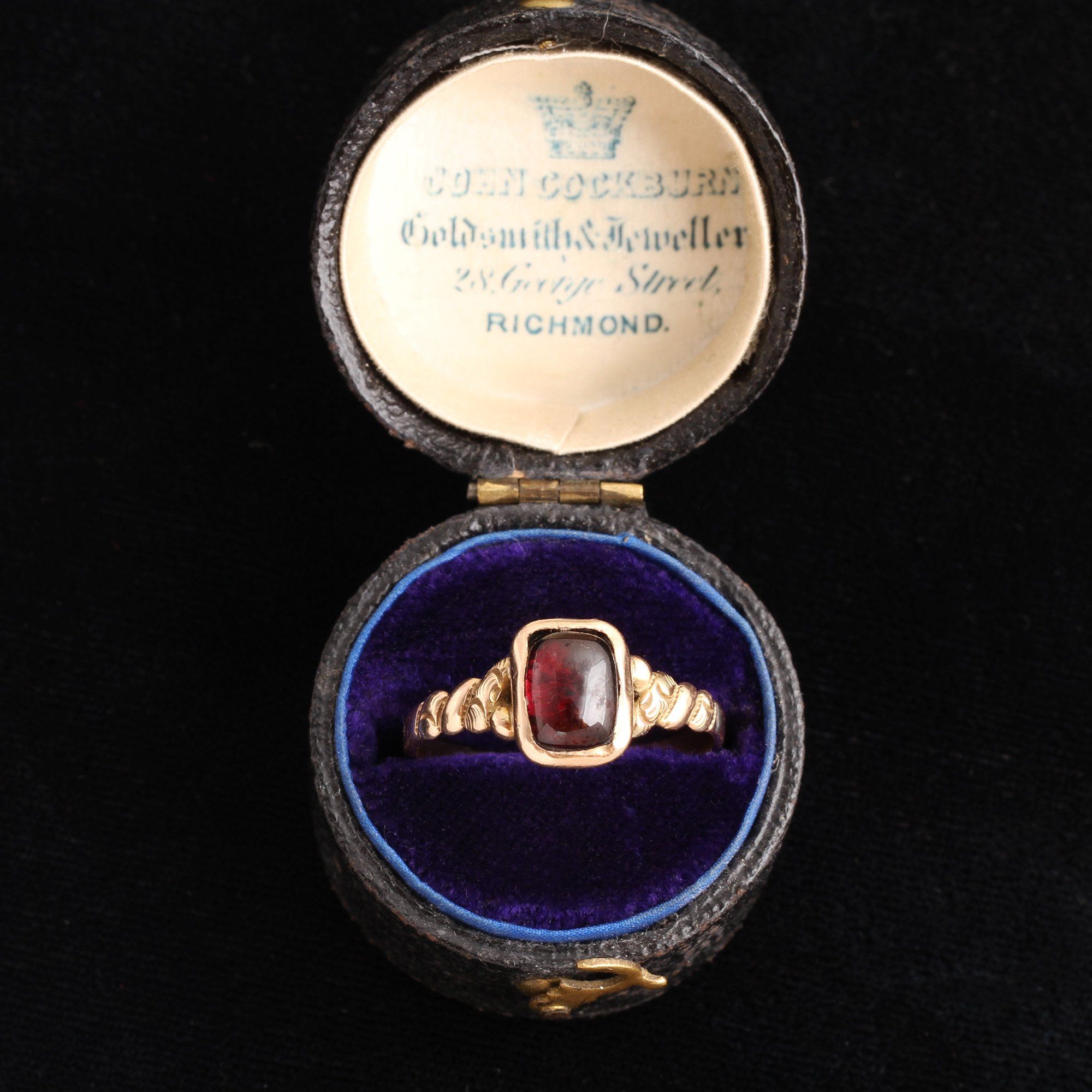 Victorian Garnet Ring with Twisted Shoulders