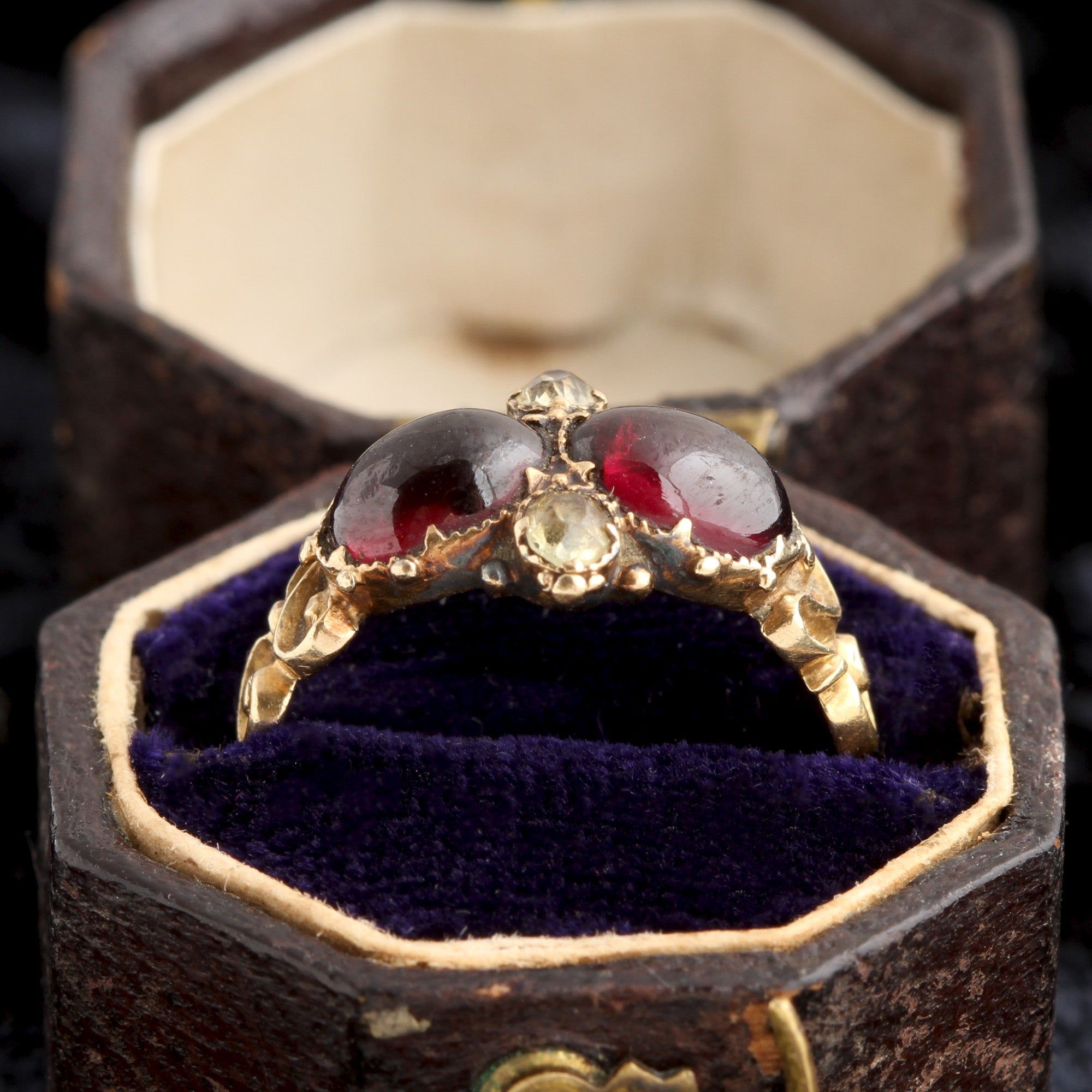 Early Victorian Garnet & Chrysoberyl Ring