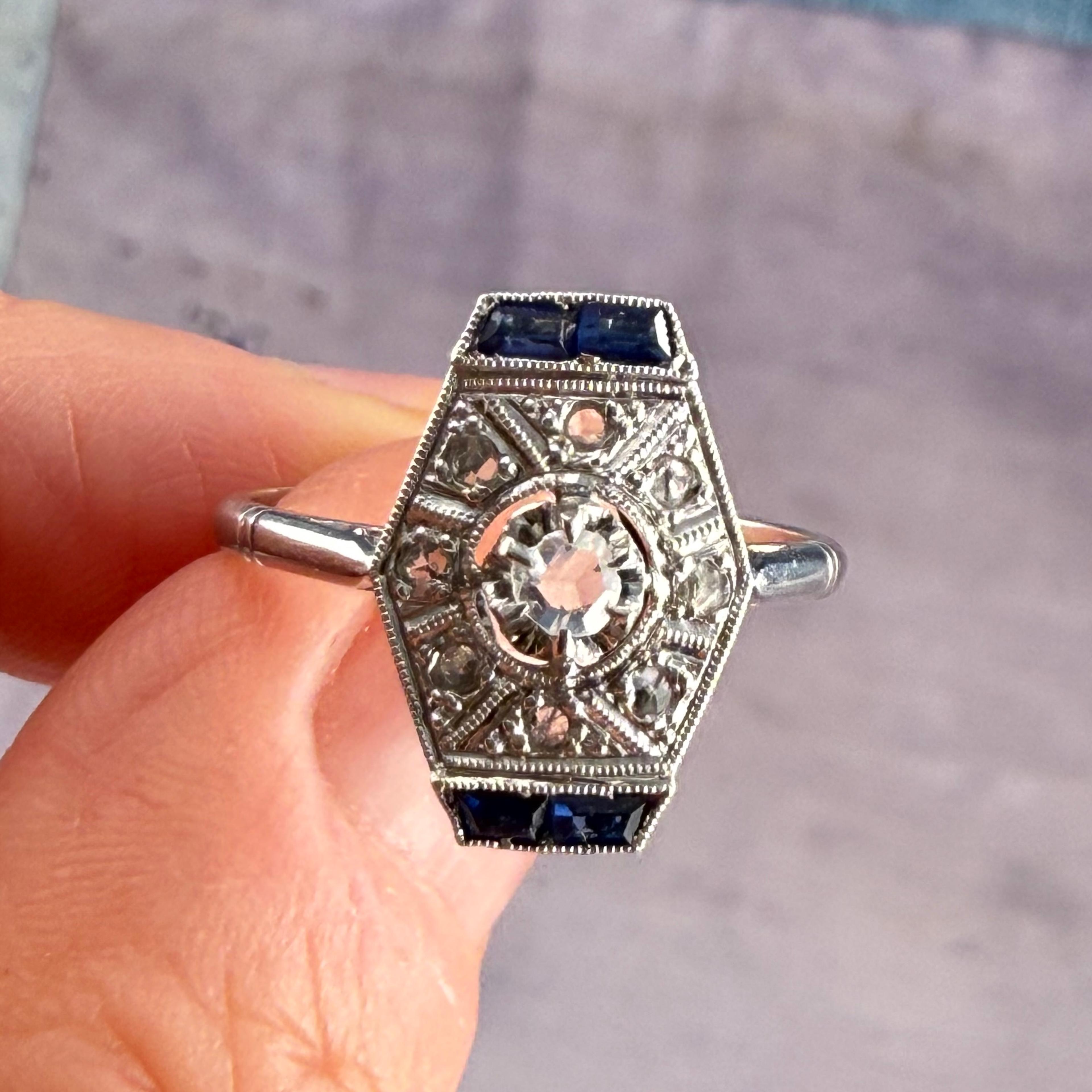 French Deco "Marquise" Sapphire Ring