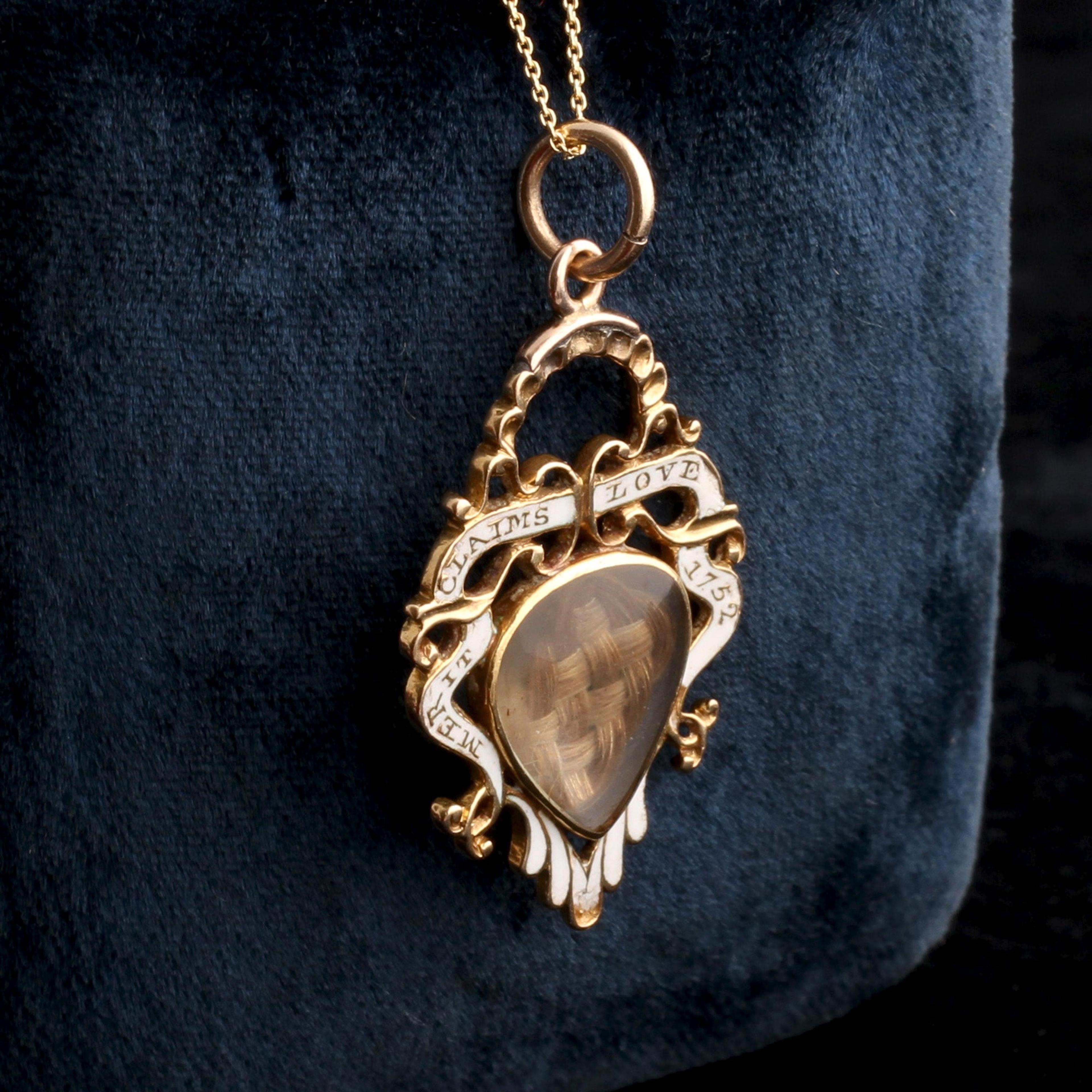 Detail of Georgian "Merit Claims Love" Heart Pendant