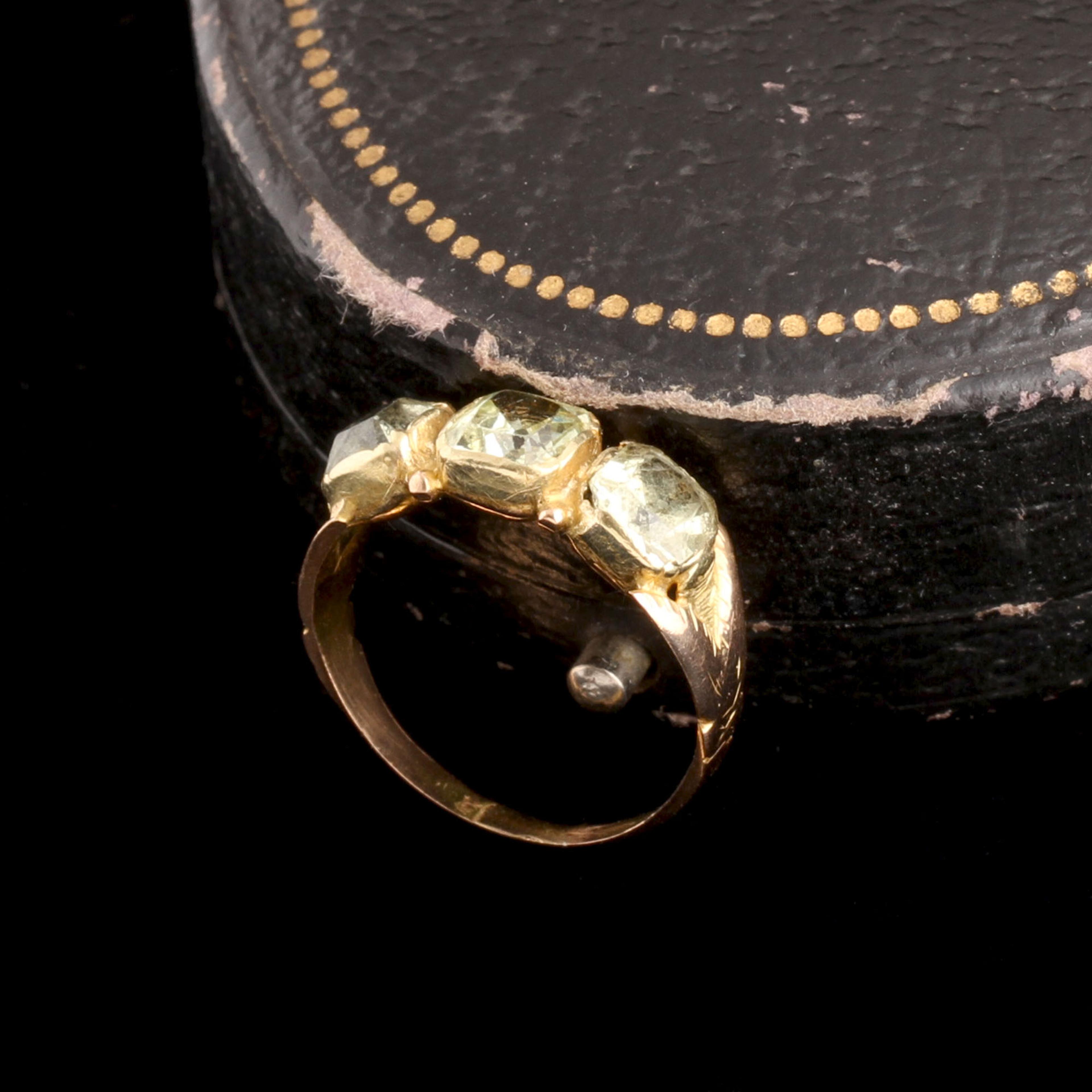 Georgian Three Stone Chrysoberyl Ring