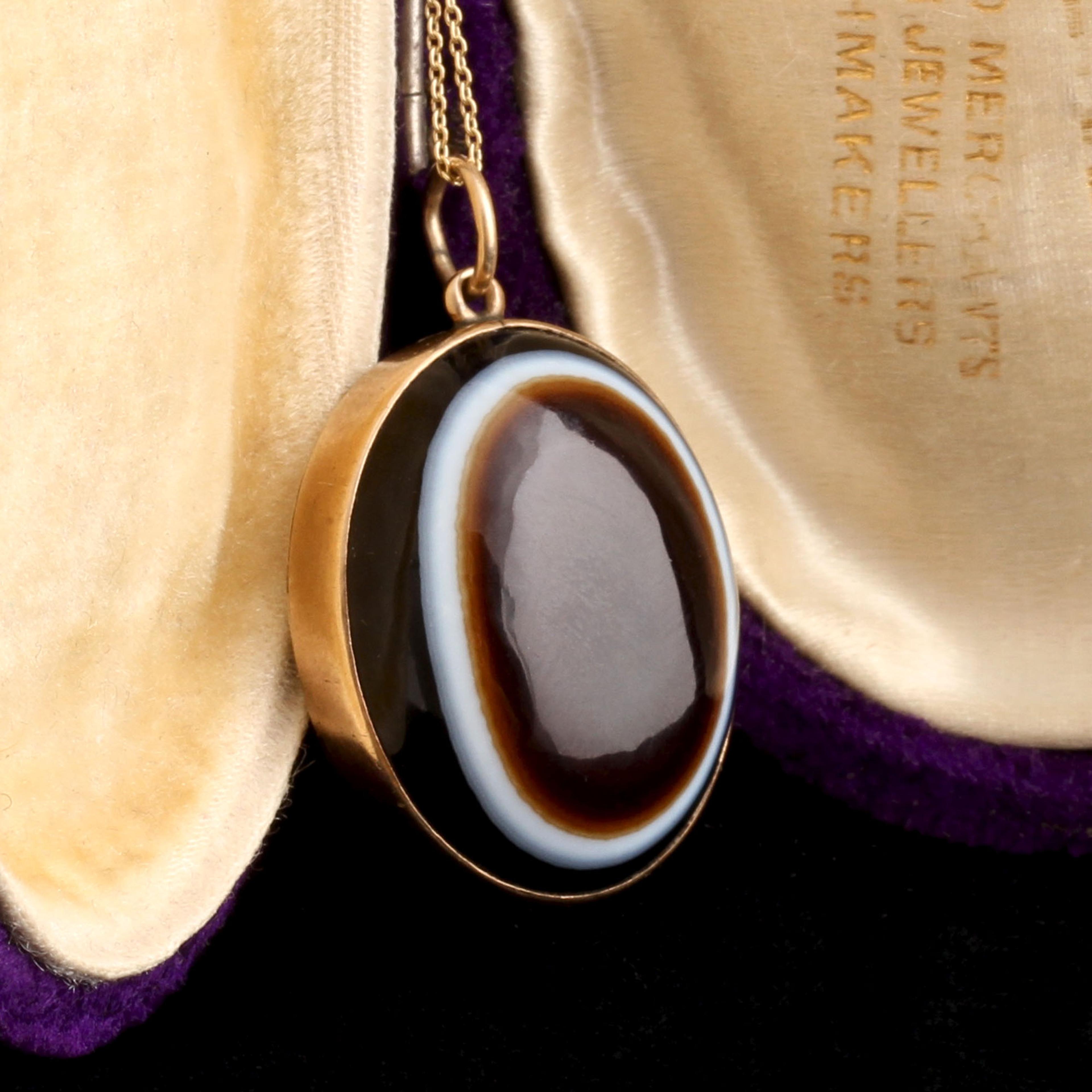 Detail of Victorian Banded Agate Locket