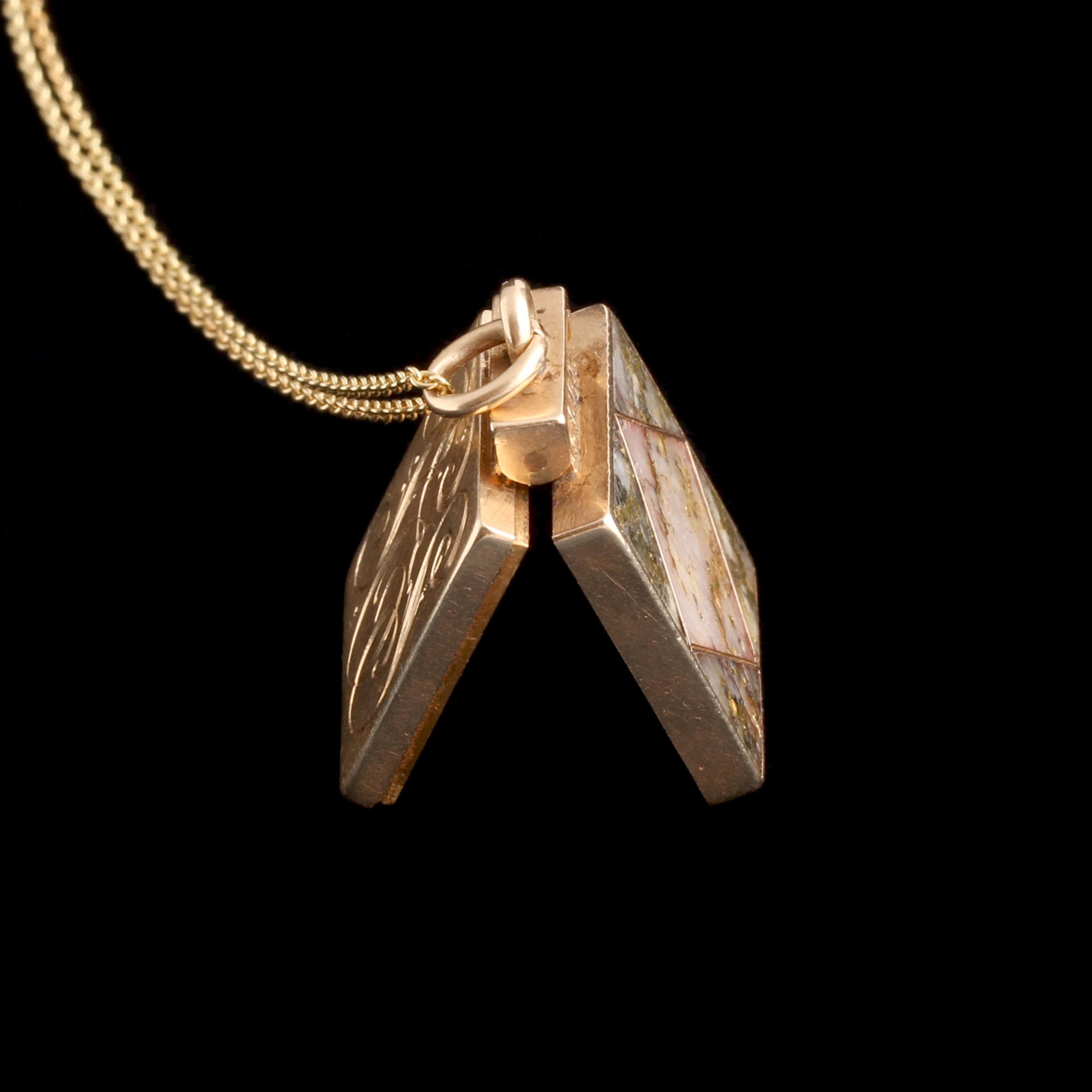 Victorian Gold in Quartz "PES" Monogram Locket