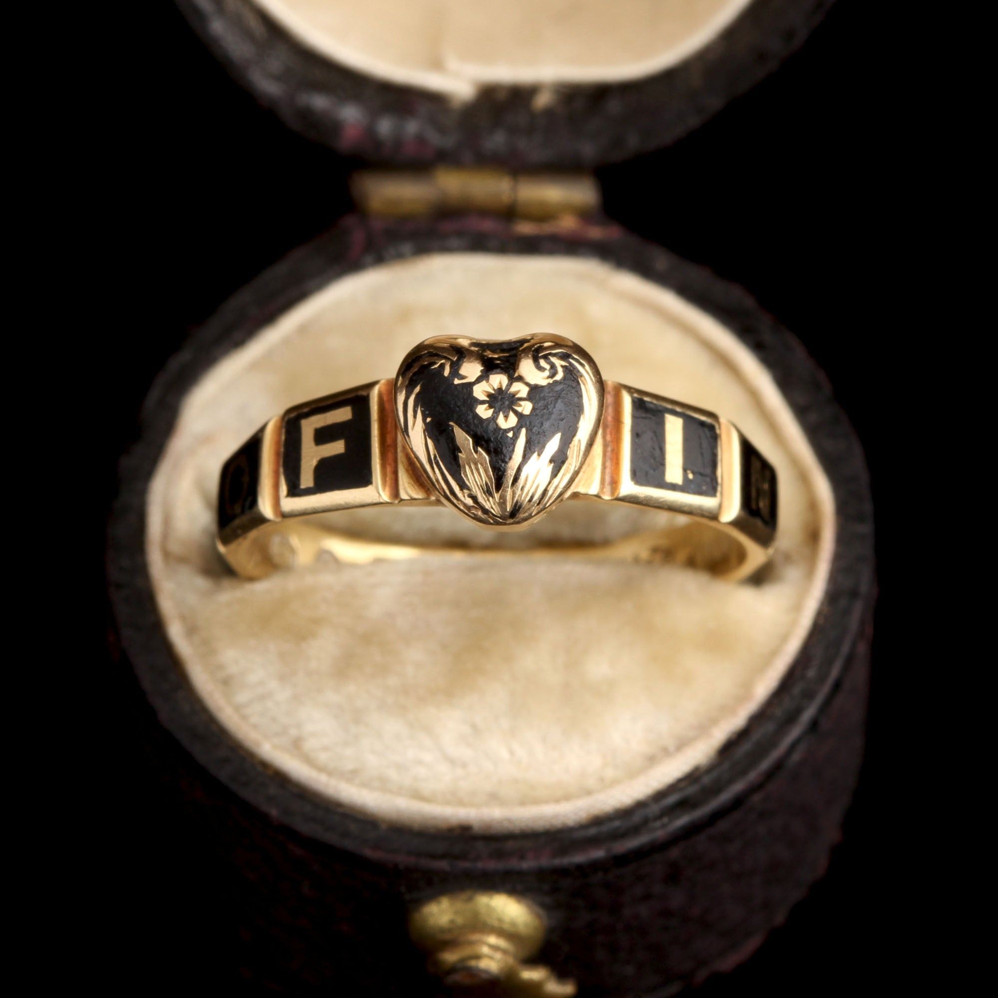 Early Victorian Heart Locket Mourning Ring