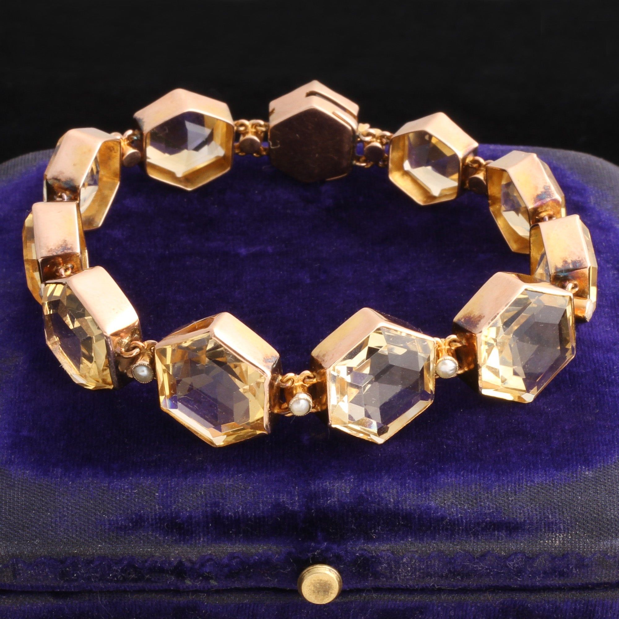 Victorian Citrine Hexagons Bracelet