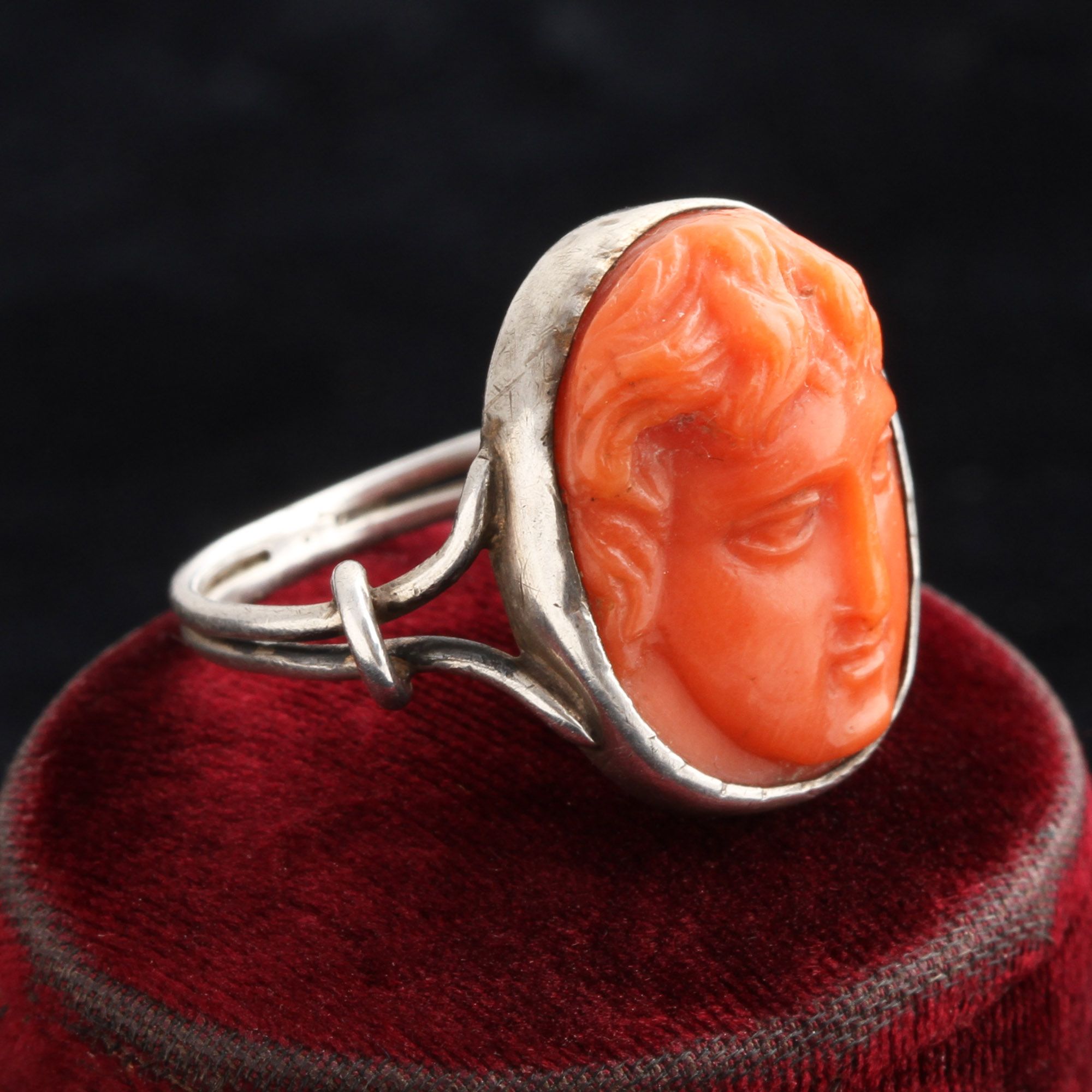 Victorian Coral Cameo Ring
