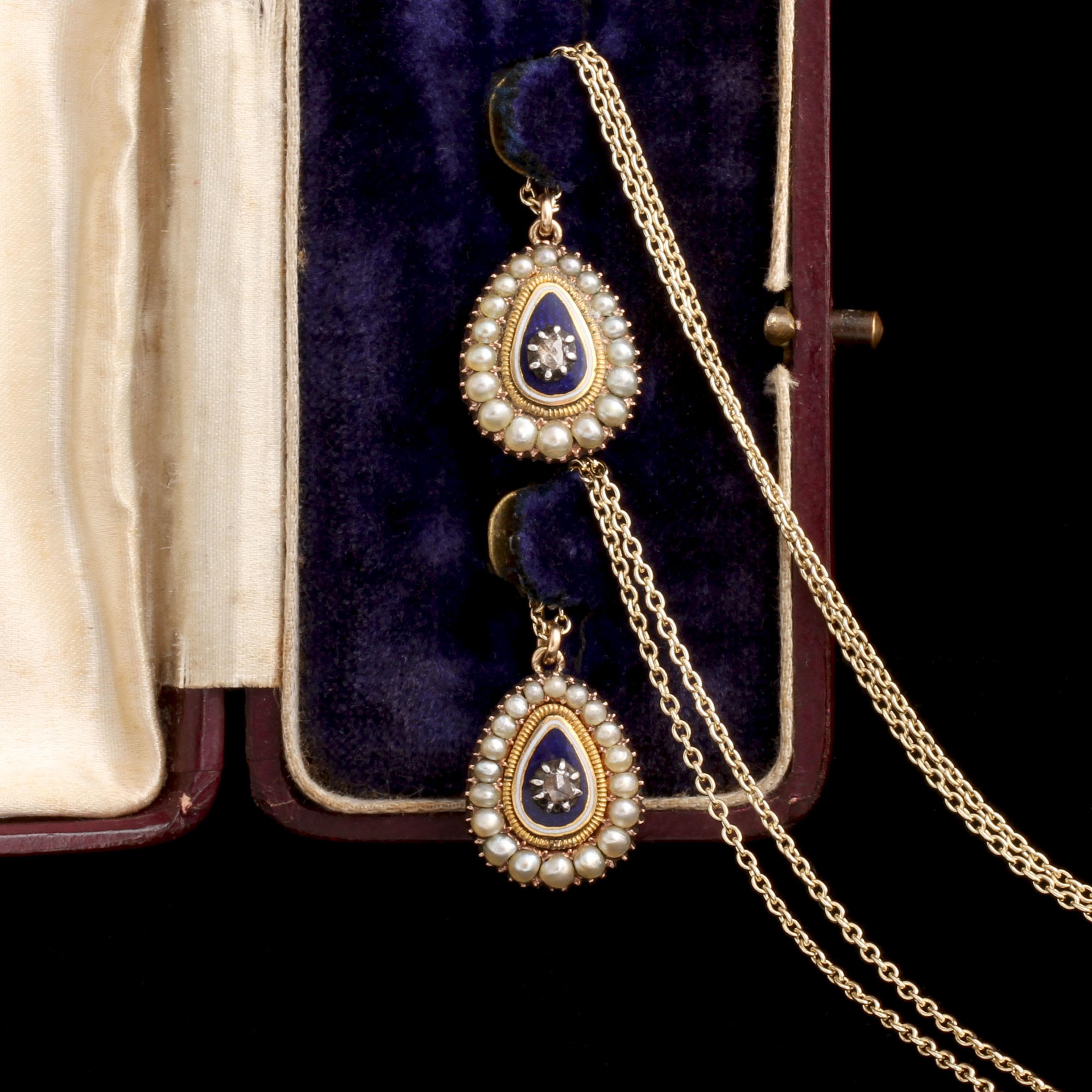 Georgian Pearl, Enamel & Diamond Necklaces