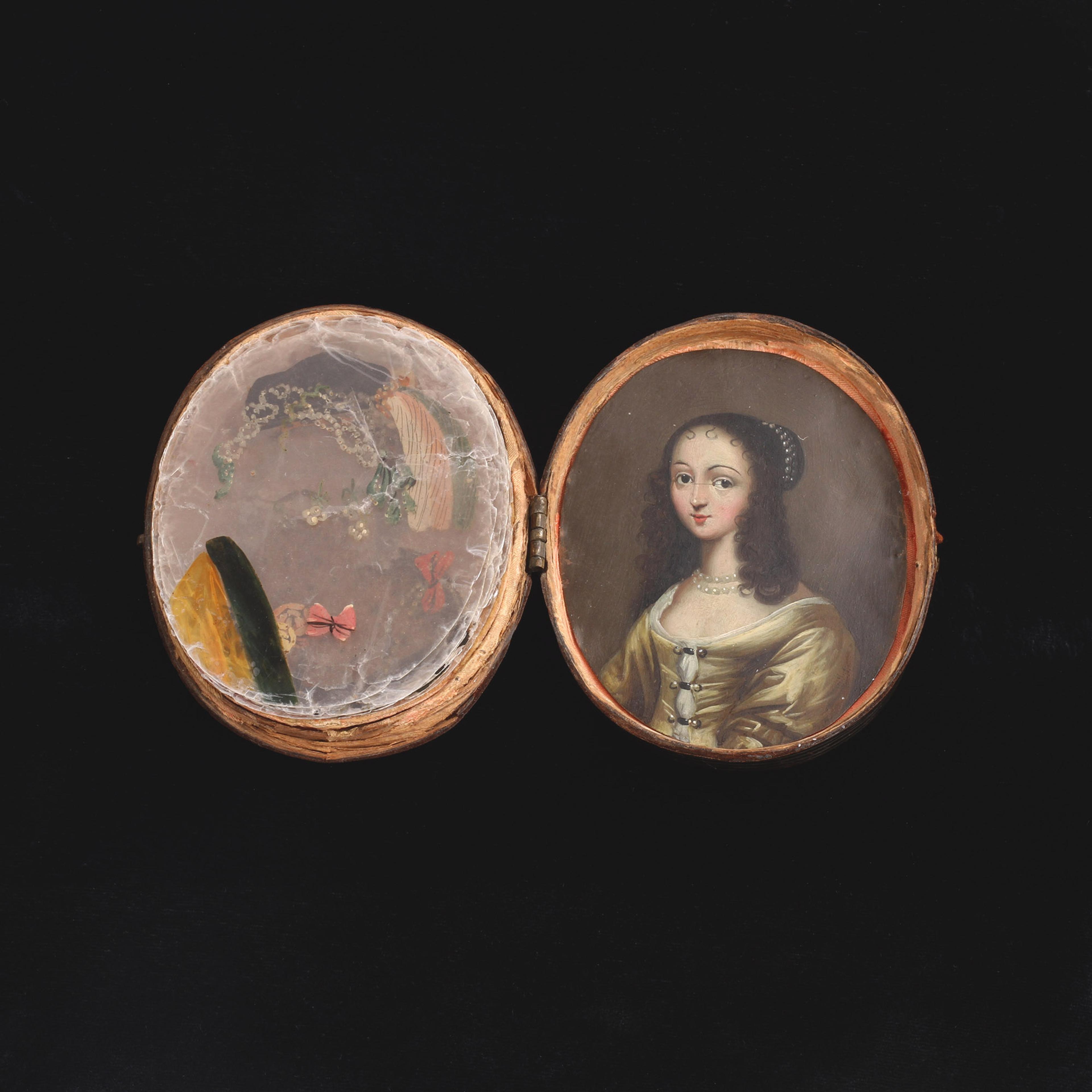 Detail of Stuart Portrait Miniature with Painted Mica Lenses