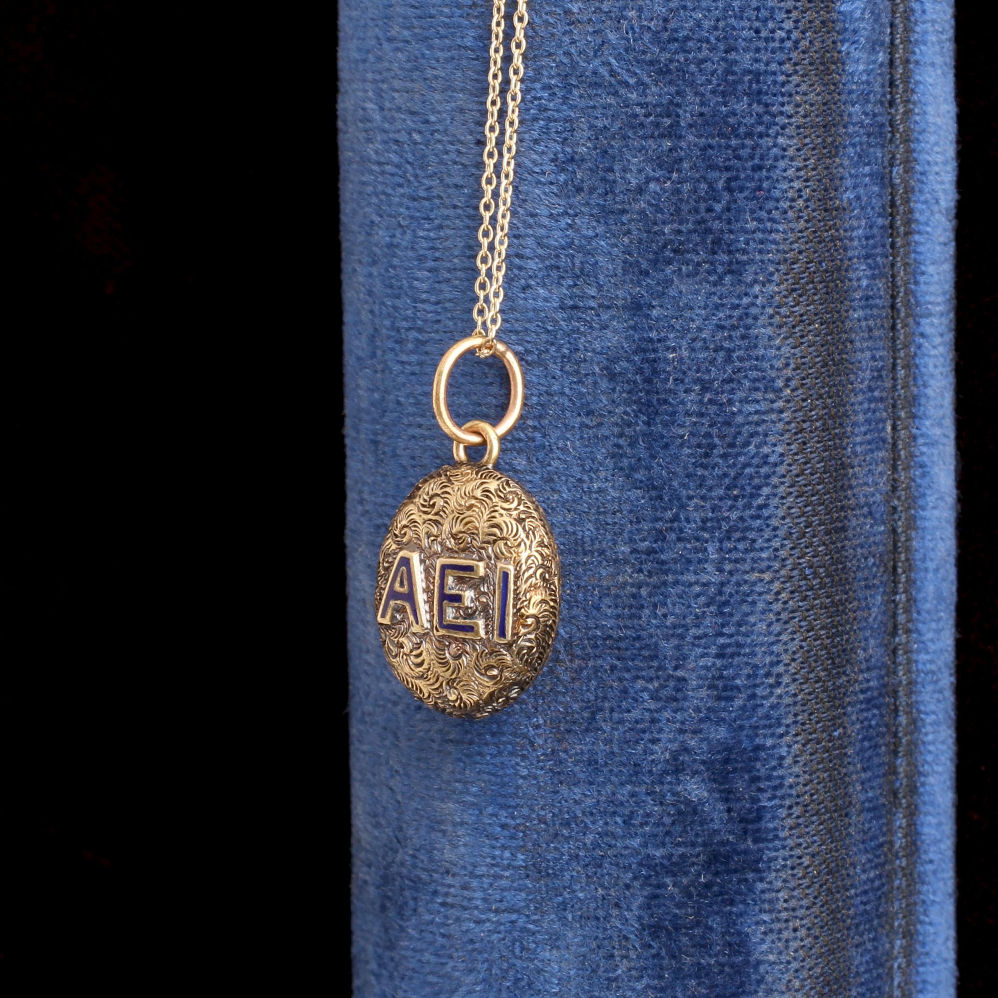 Detail of Victorian Gold & Enamel Mini AEI Locket